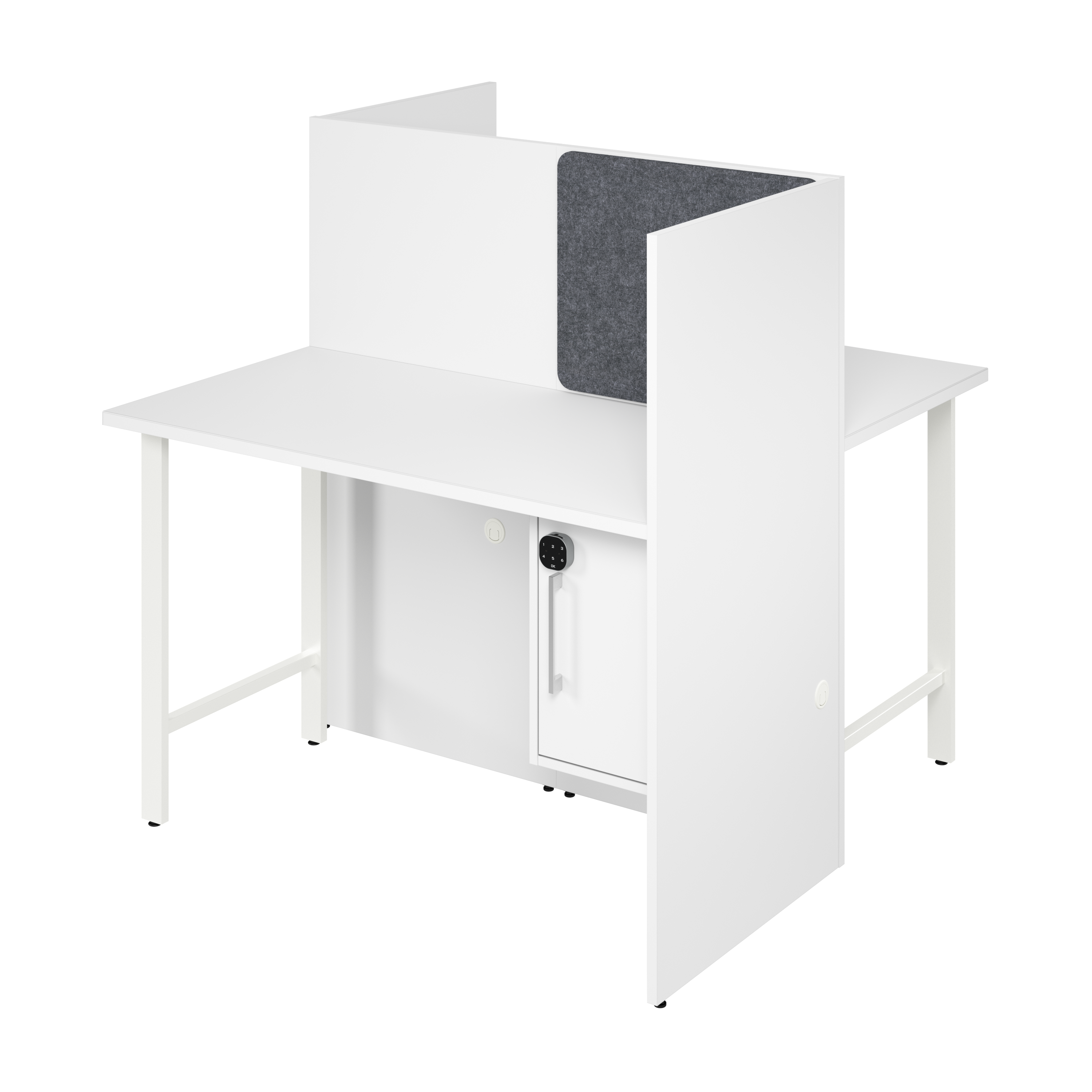Shop Hustle 48-inch 2 Person Office Cubicles with Locking Storage Cabinet HUS031WH 1 #color_white