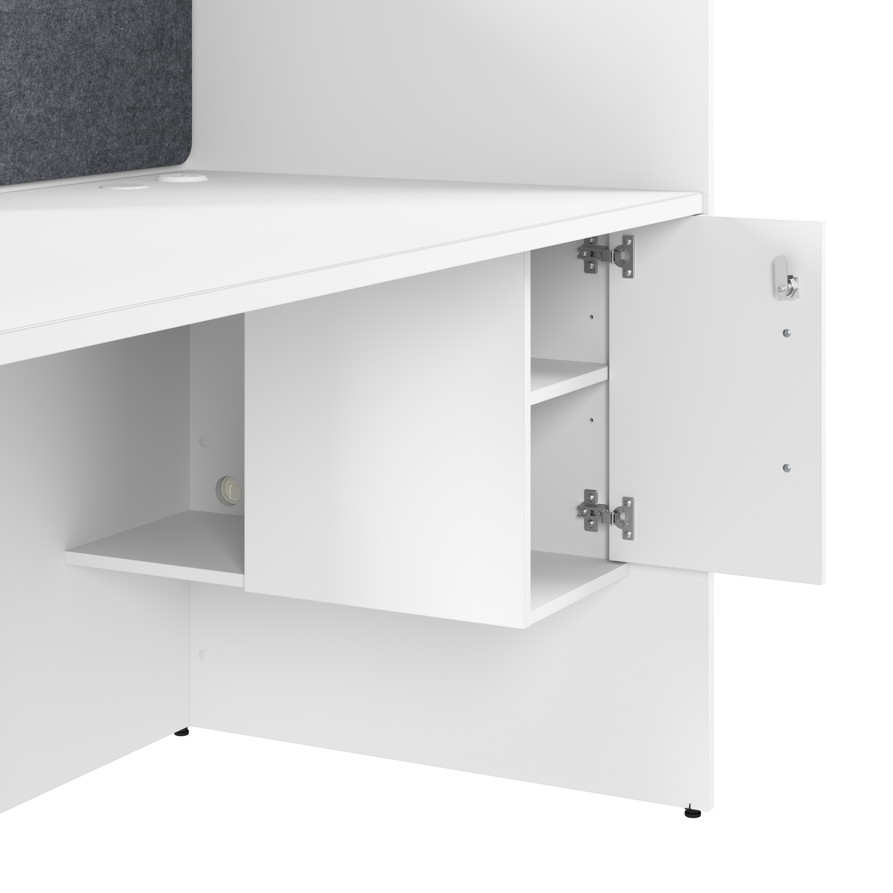 Shop Hustle 48-inch 2 Person Office Cubicles with Locking Storage Cabinet HUS031WH 3 #color_white