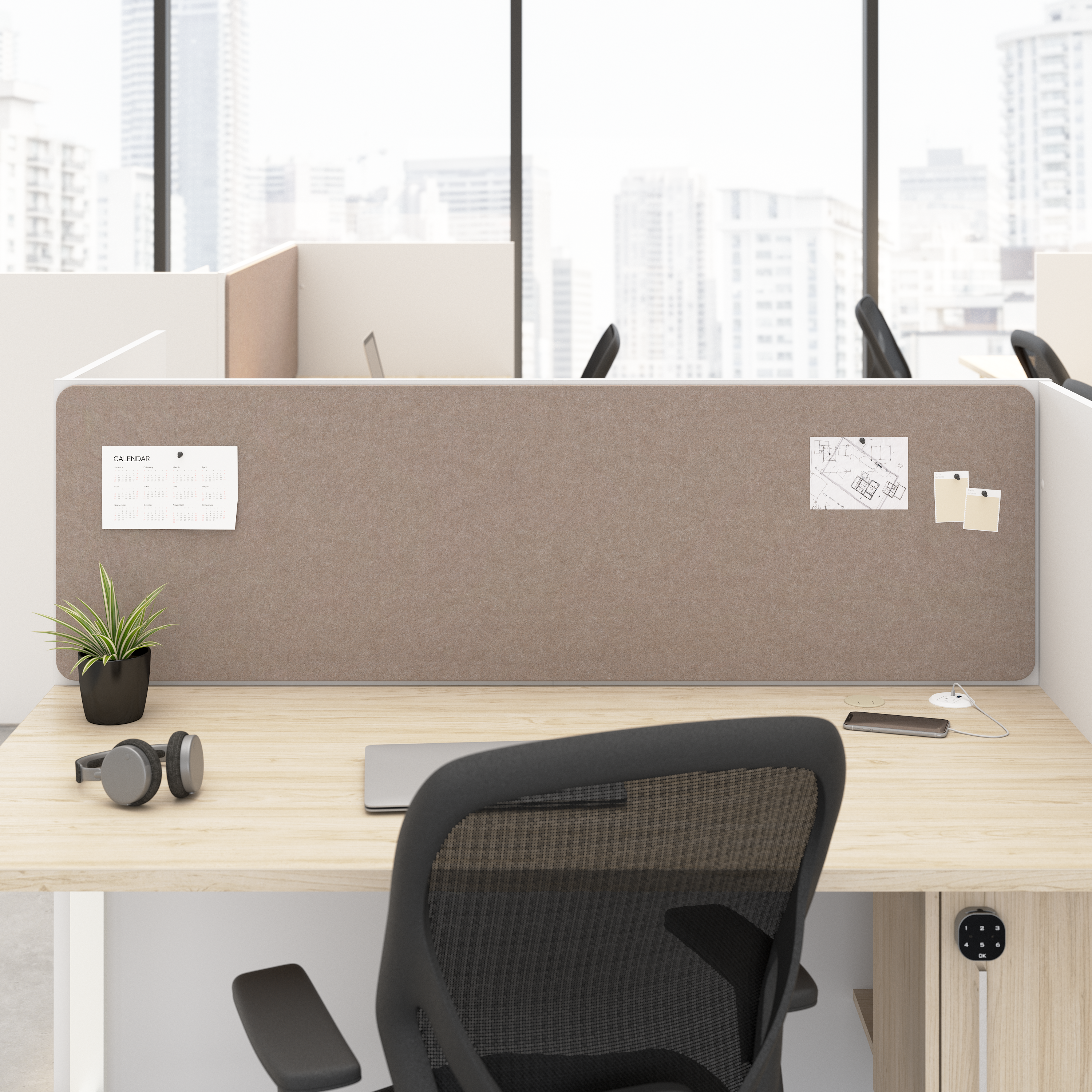 Shop Hustle Tackboard for 60-inch Cubicle Desk HUP158WB-03 5 #color_warm beige
