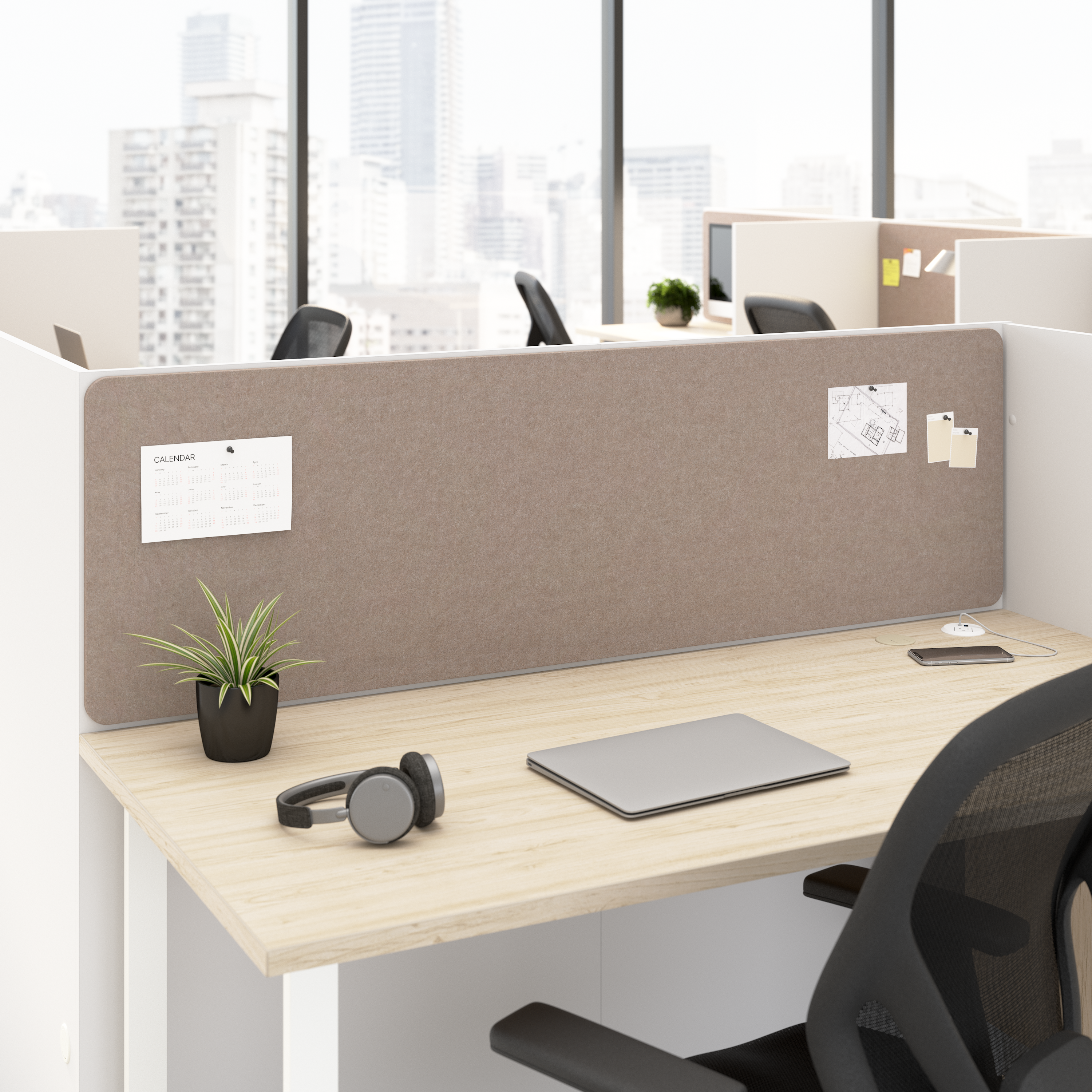 Shop Hustle Tackboard for 60-inch Cubicle Desk HUP158WB-03 2 #color_warm beige
