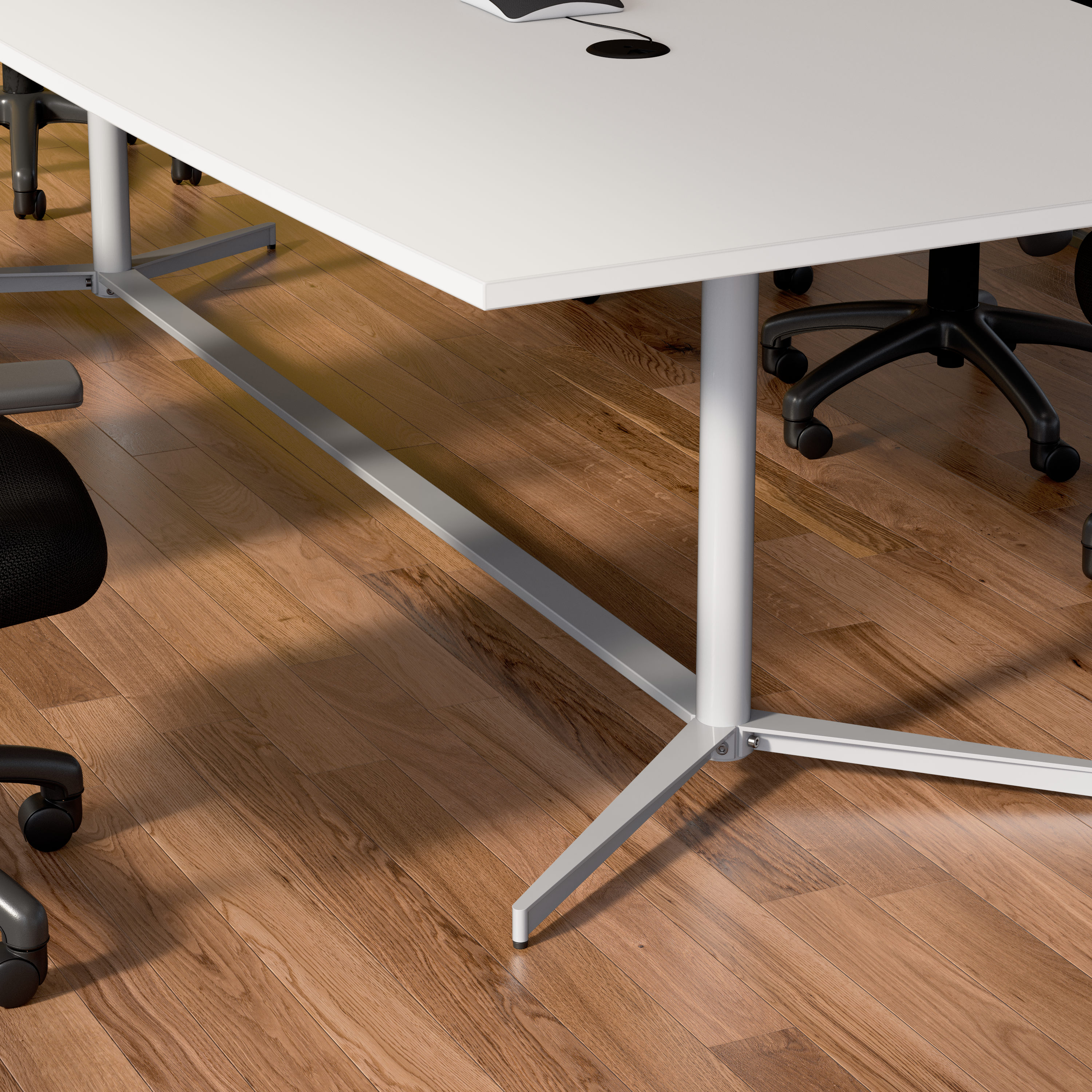 Shop 72-inch Office Conference Table with Metal Base 99TBM72WHSVK 4 #color_white/cool gray metallic