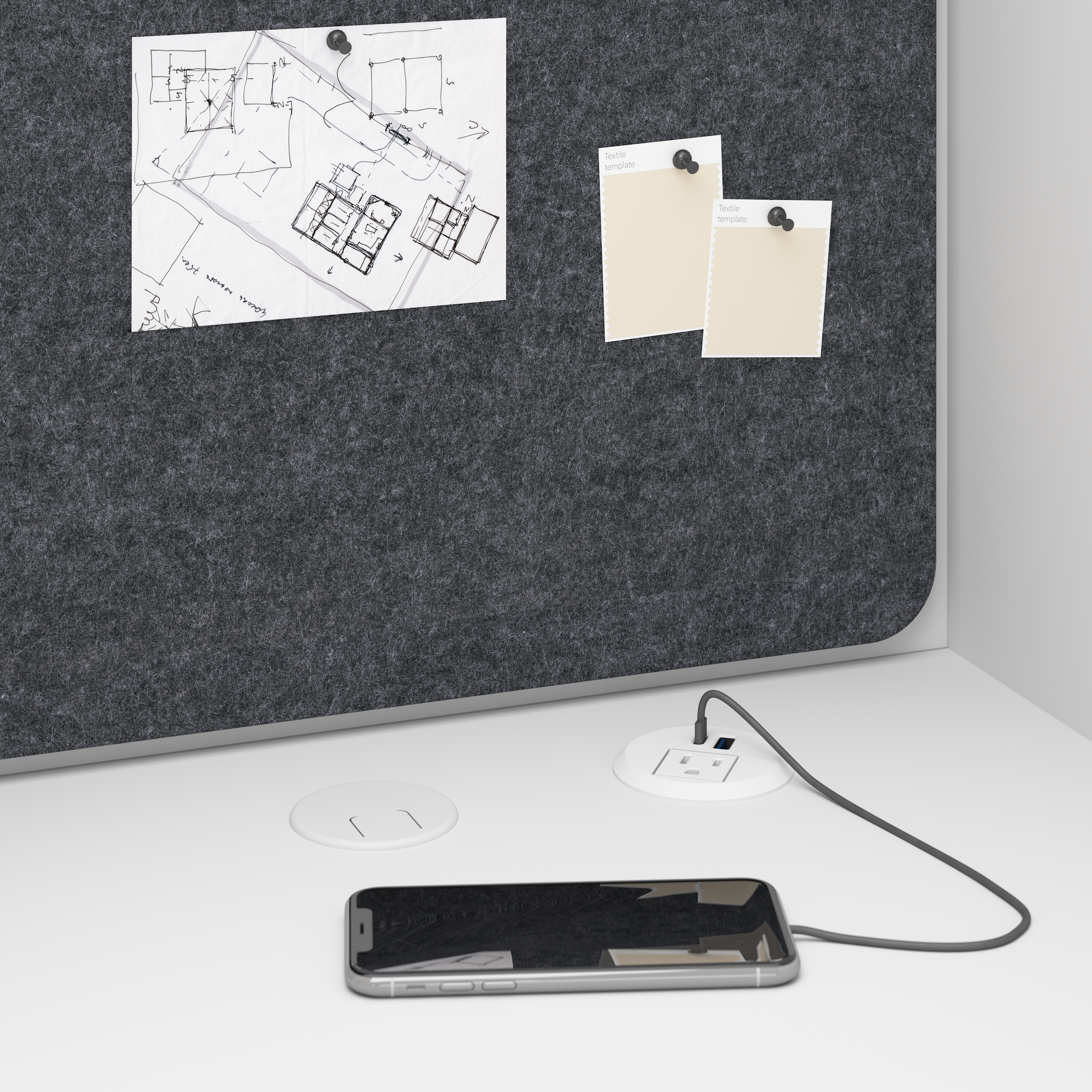 Shop Hustle 48-inch 2 Person Office Cubicles with Locking Storage Cabinet HUS031WH 6 #color_white
