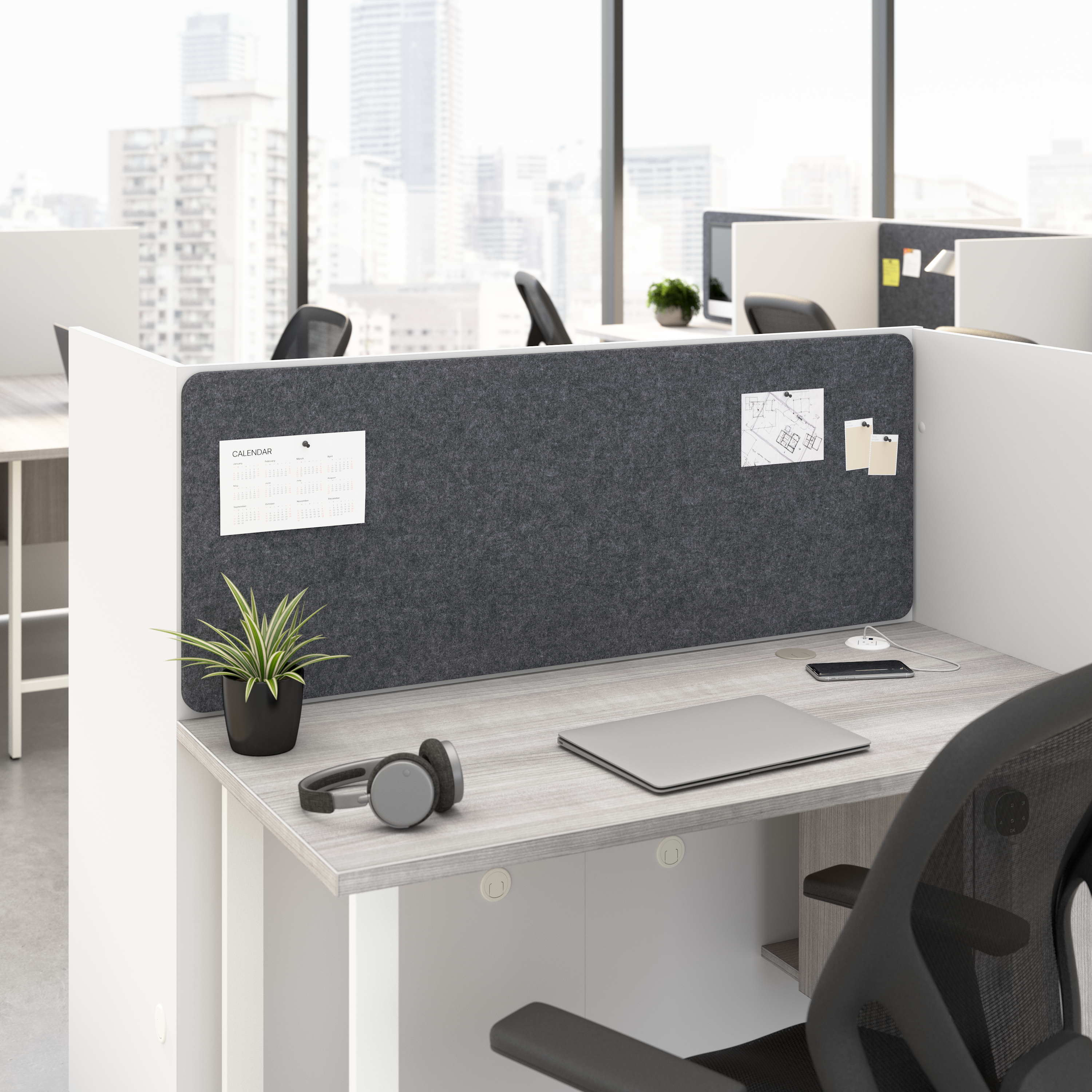 Shop Hustle Tackboard for 48-inch Cubicle Desk HUP146CL-03 2 #color_cool charcoal