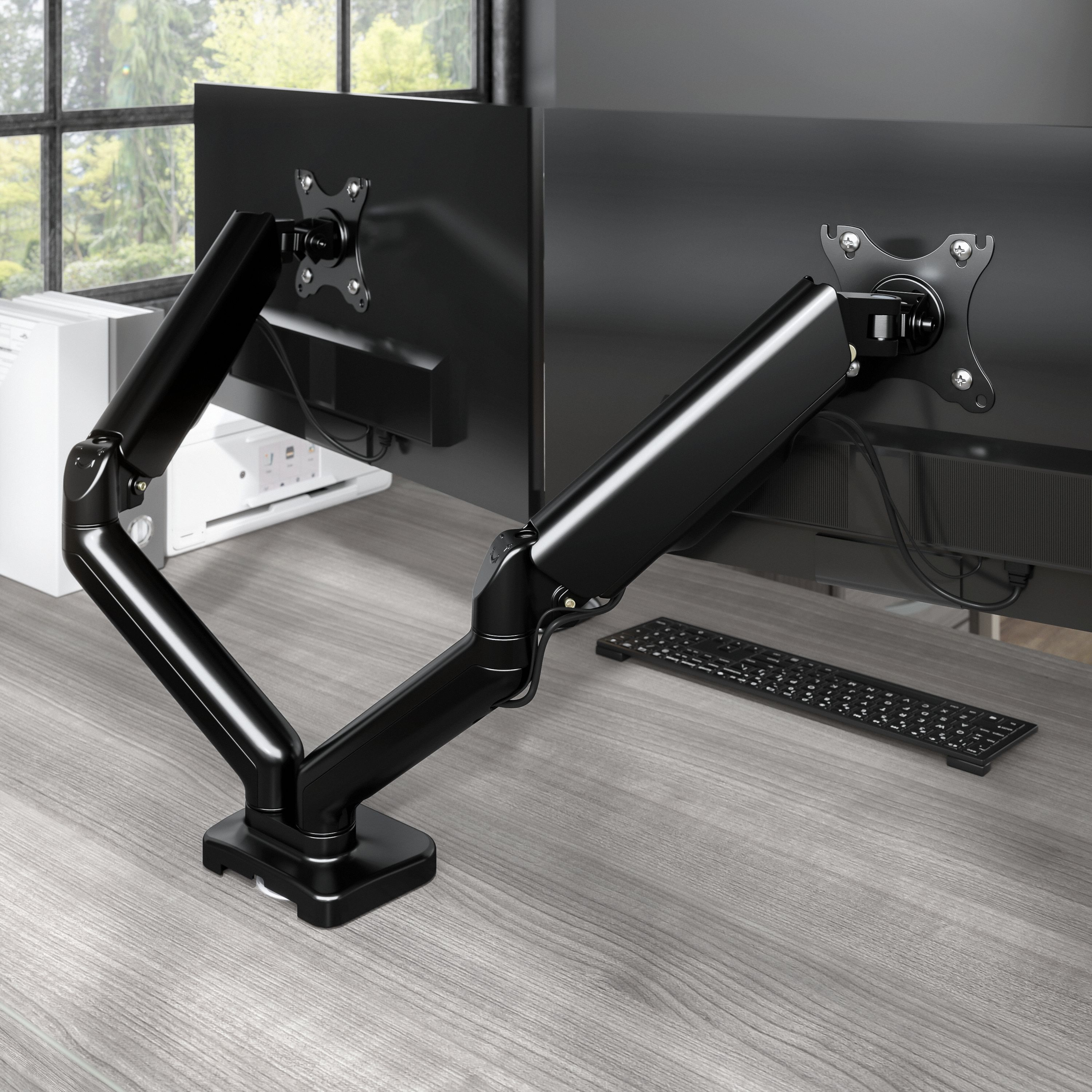 Shop Bush Business Furniture Adjustable Dual Monitor Arm with USB Port 03 AC99891-03 #color_black paint