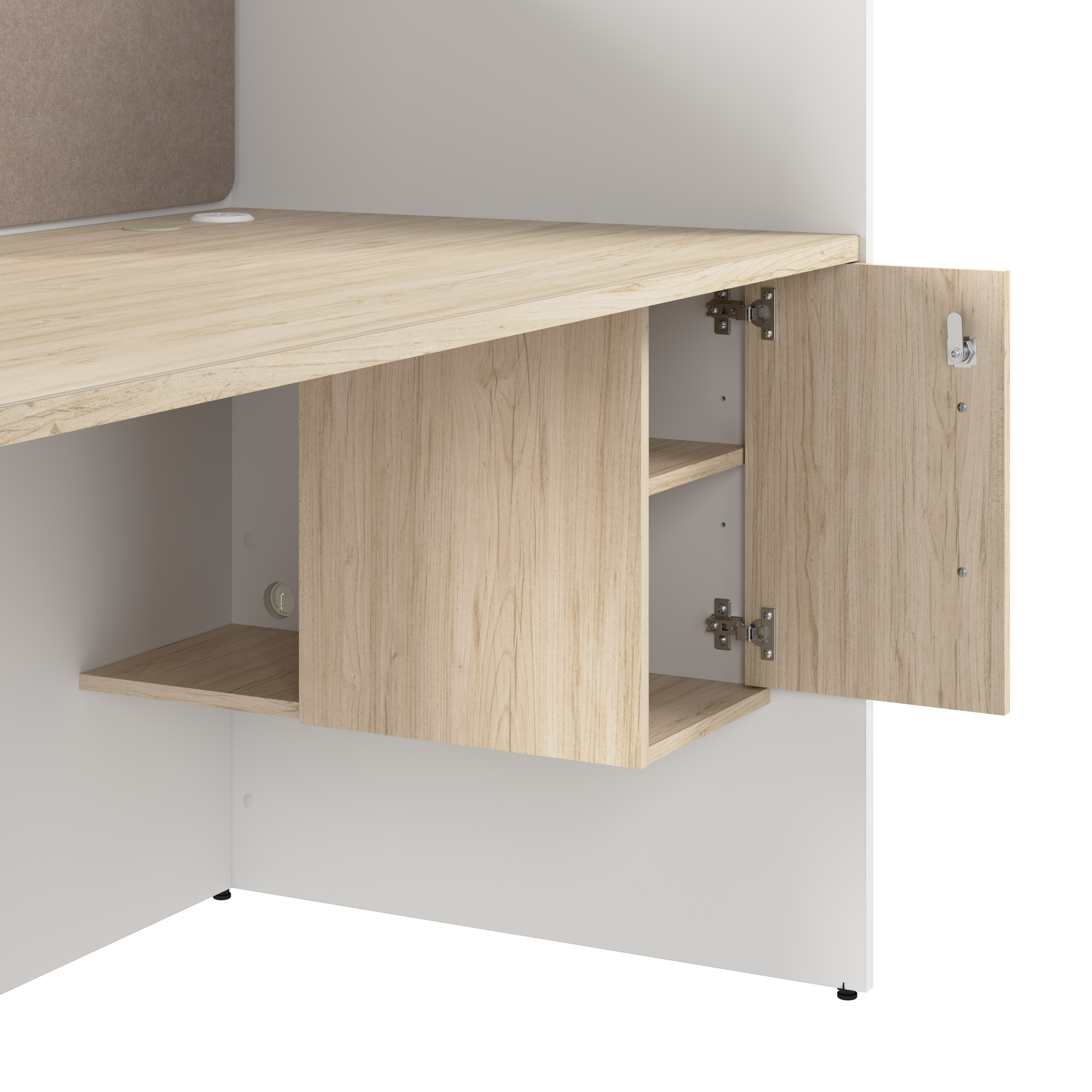 Shop Hustle 48-inch 2 Person Office Cubicles with Locking Storage and Large Tackboards HUS020WHNE 3 #color_white/natural elm