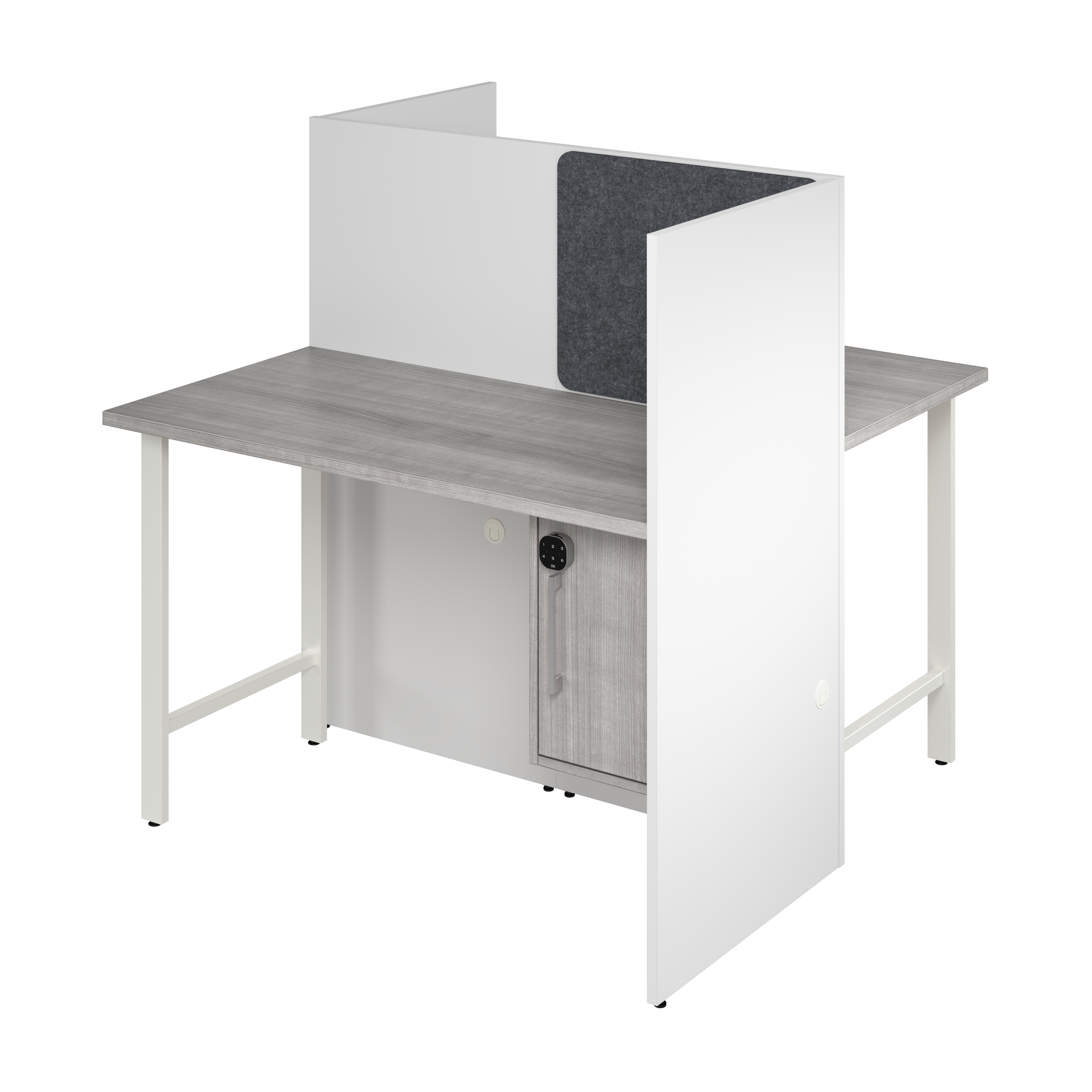Shop Hustle 48-inch 2 Person Office Cubicles with Locking Storage Cabinet HUS031WHPG 1 #color_white/platinum gray