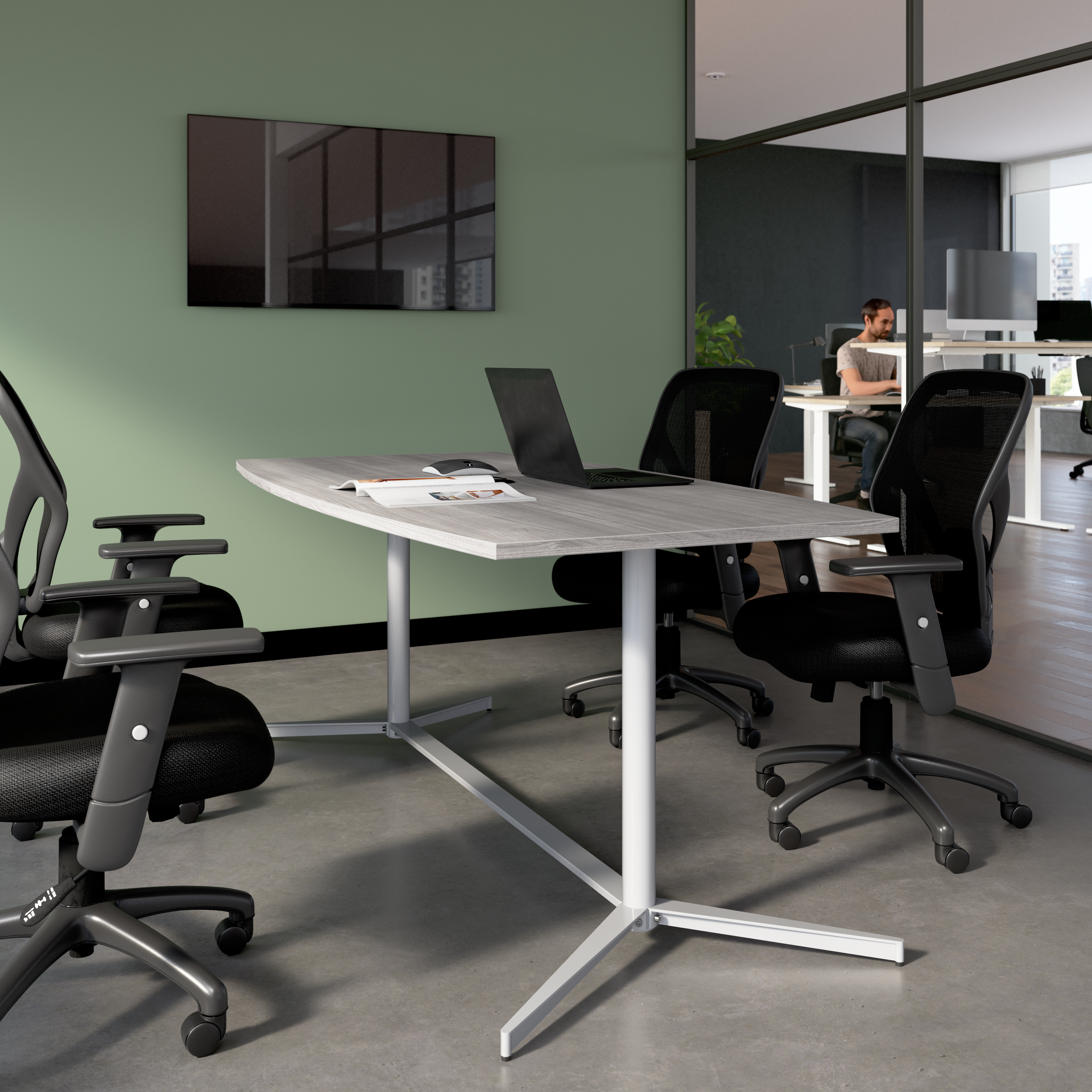 Shop 72-inch Office Conference Table with Metal Base 99TBM72PGSVK 2 #color_platinum gray/cool gray metallic