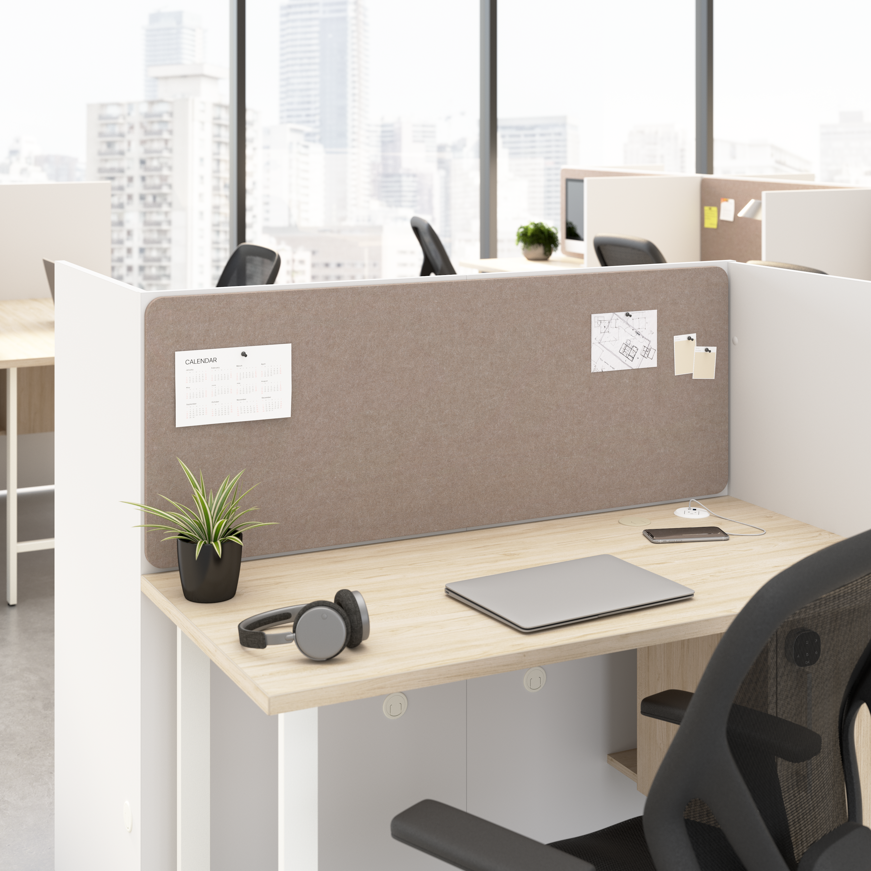 Shop Hustle Tackboard for 48-inch Cubicle Desk HUP146WB-03 2 #color_warm beige