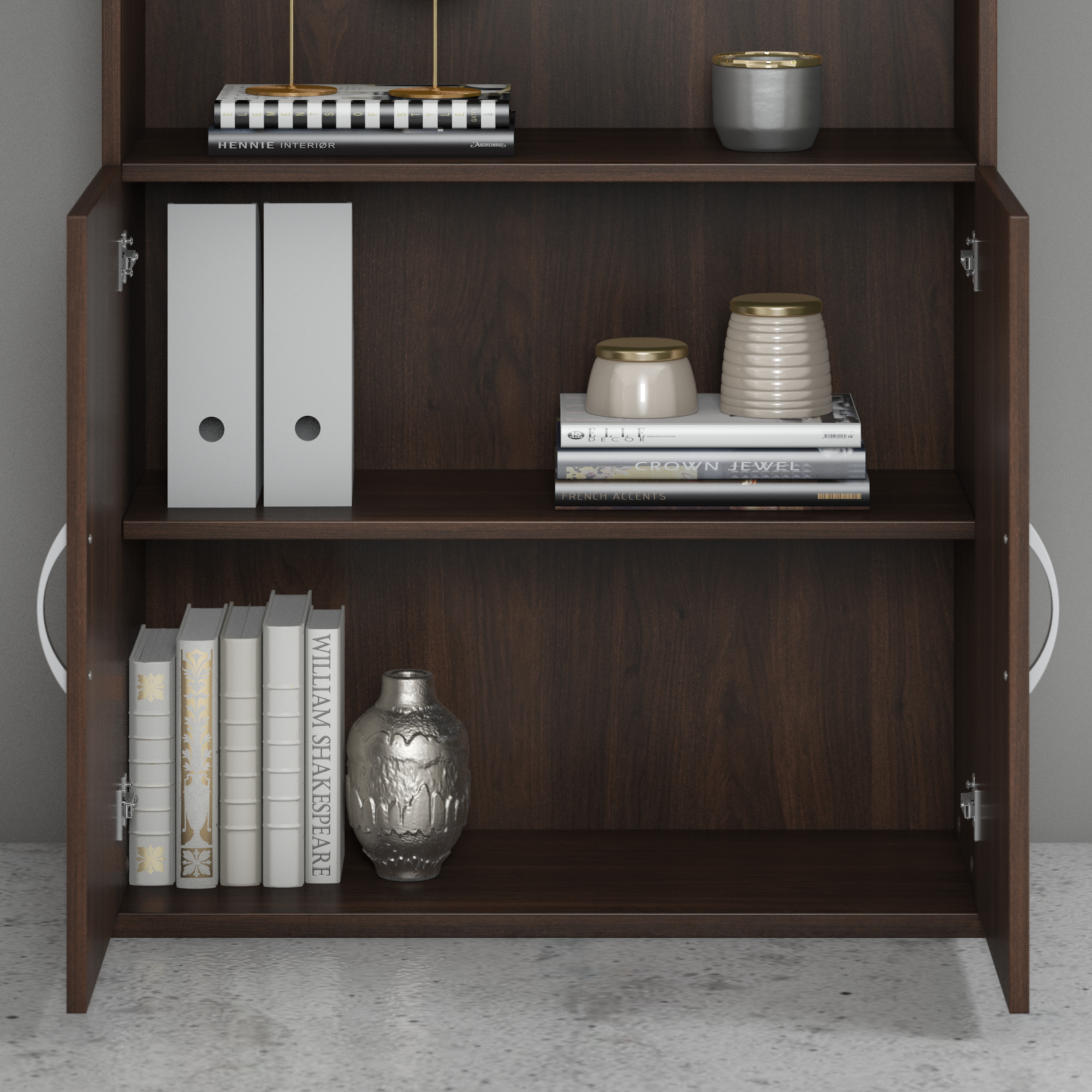 Shop Bush Business Furniture Studio C Tall 5 Shelf Bookcase with Doors 07 STC015BW #color_black walnut