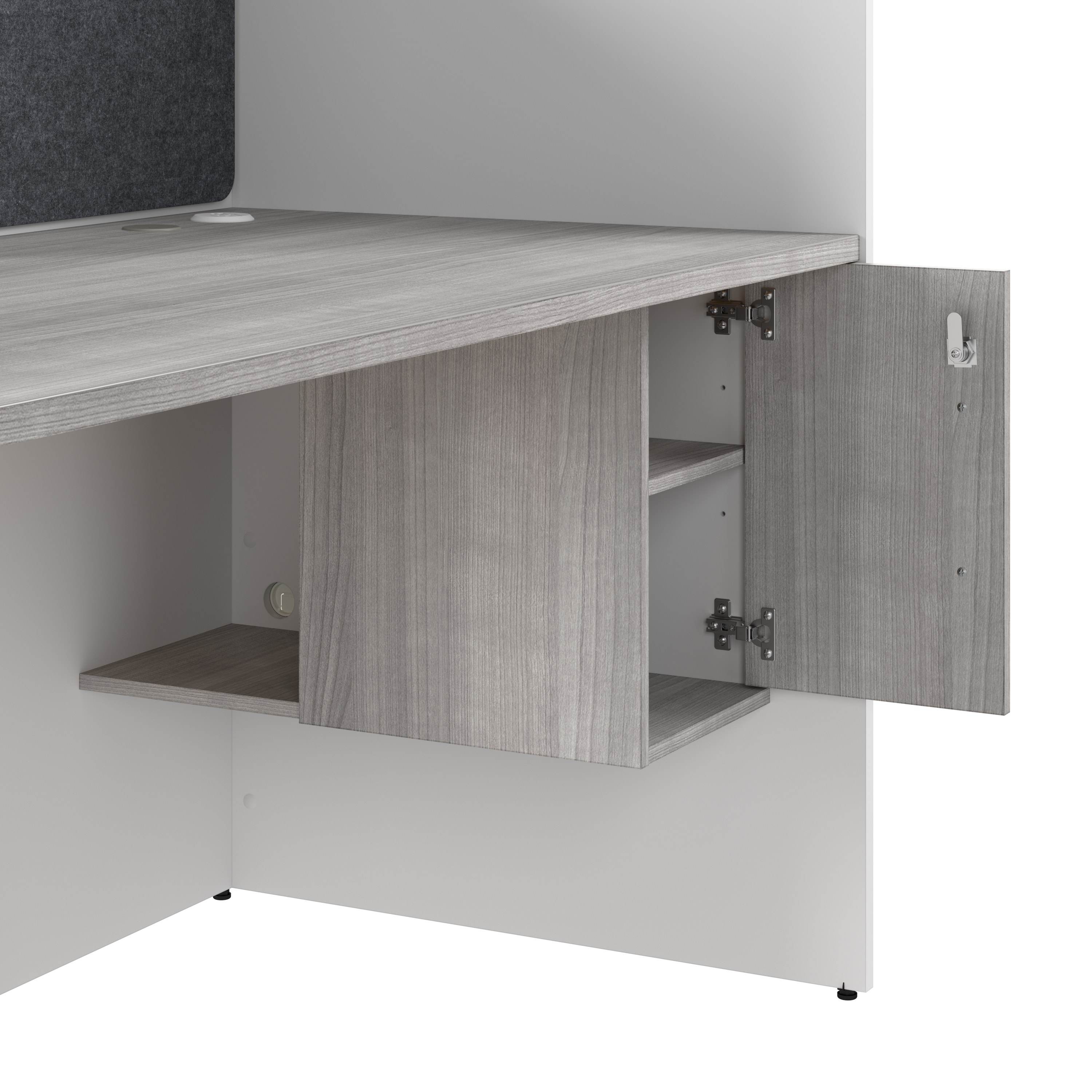 Shop Hustle 48-inch 2 Person Office Cubicles with Locking Storage Cabinet HUS031WHPG 3 #color_white/platinum gray