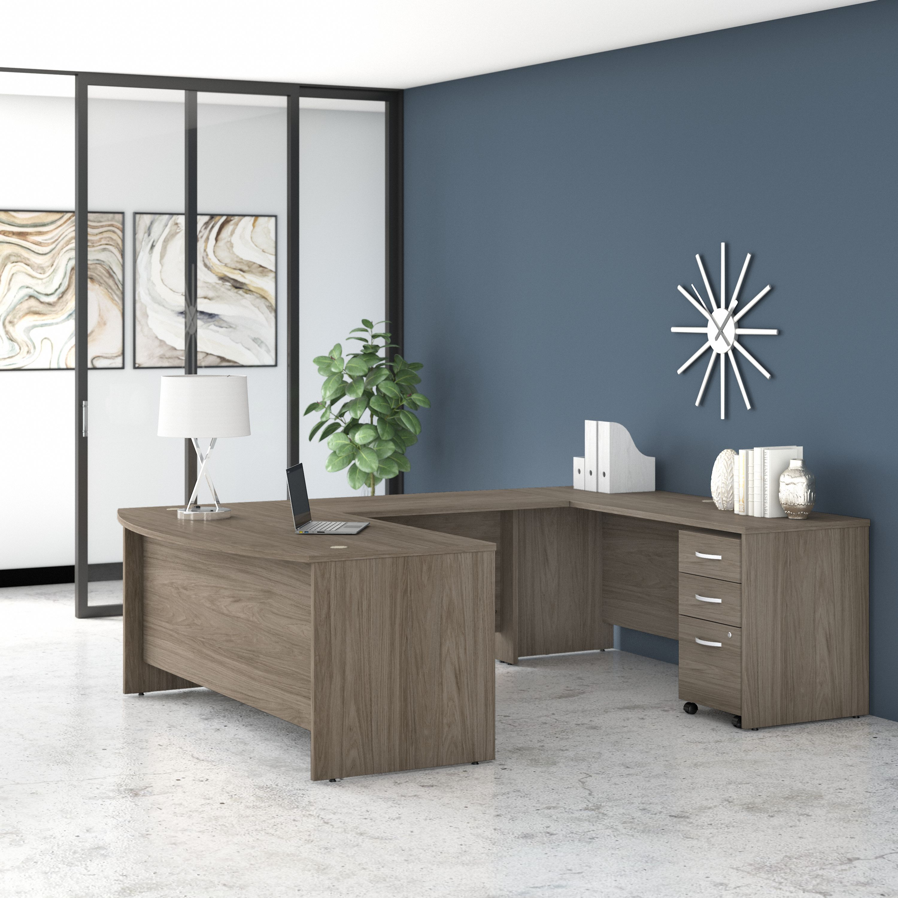 Shop Bush Business Furniture Studio C 72W x 36D U Shaped Desk with Mobile File Cabinet 01 STC004MHSU #color_modern hickory