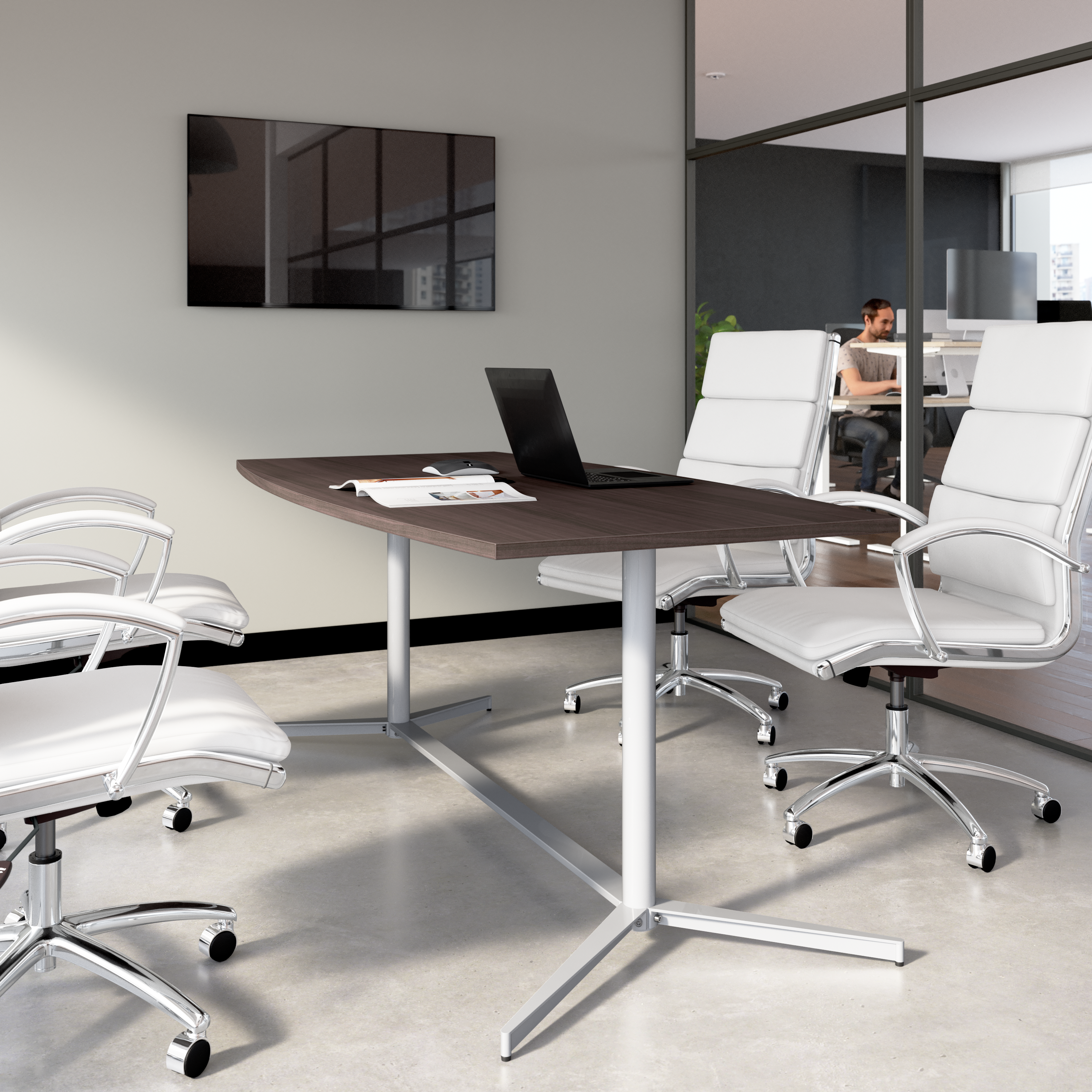 Shop 72-inch Office Conference Table with Metal Base 99TBM72SGSVK 2 #color_storm gray/cool gray metallic