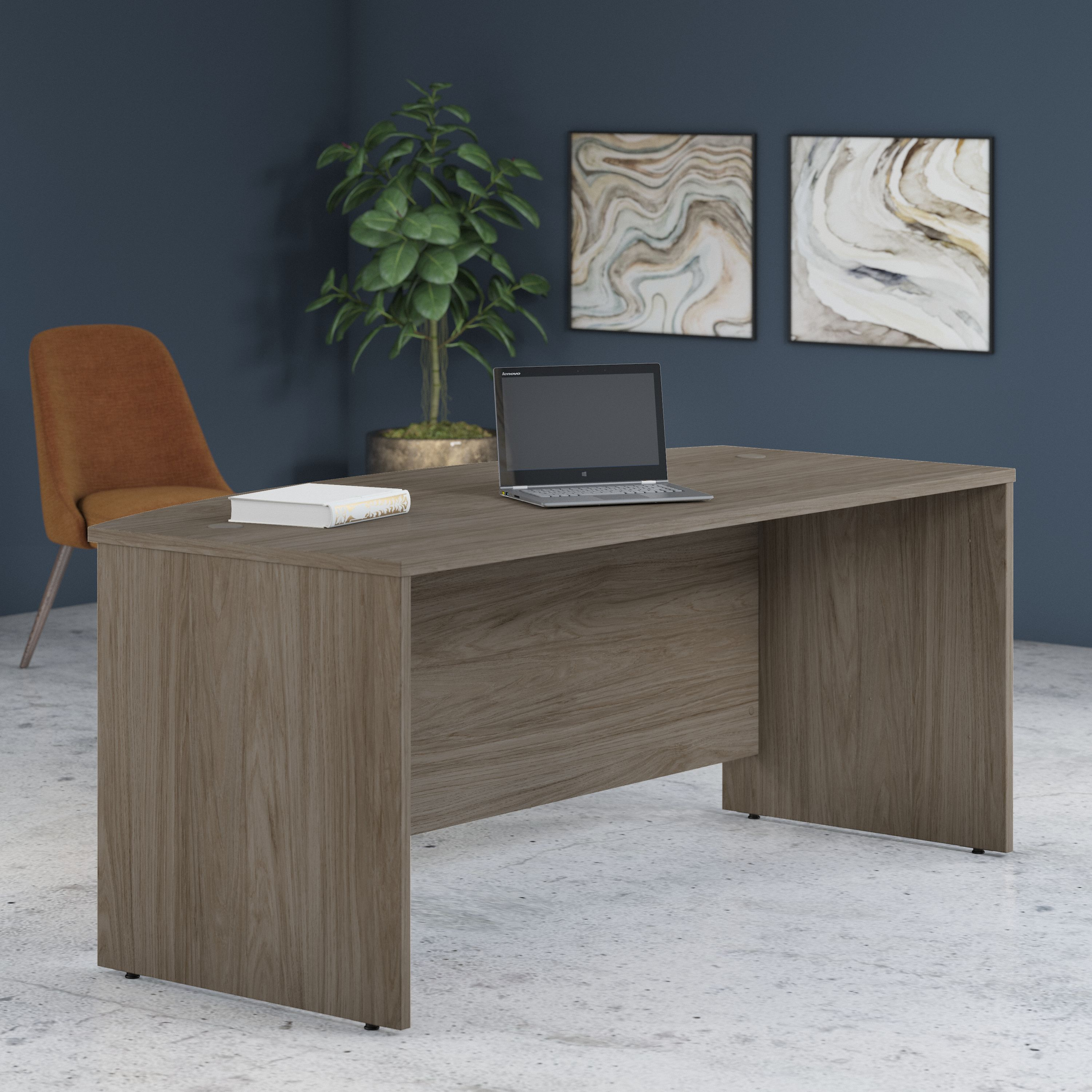 Shop Bush Business Furniture Studio C 72W x 36D Bow Front Desk 03 SCD172MH #color_modern hickory