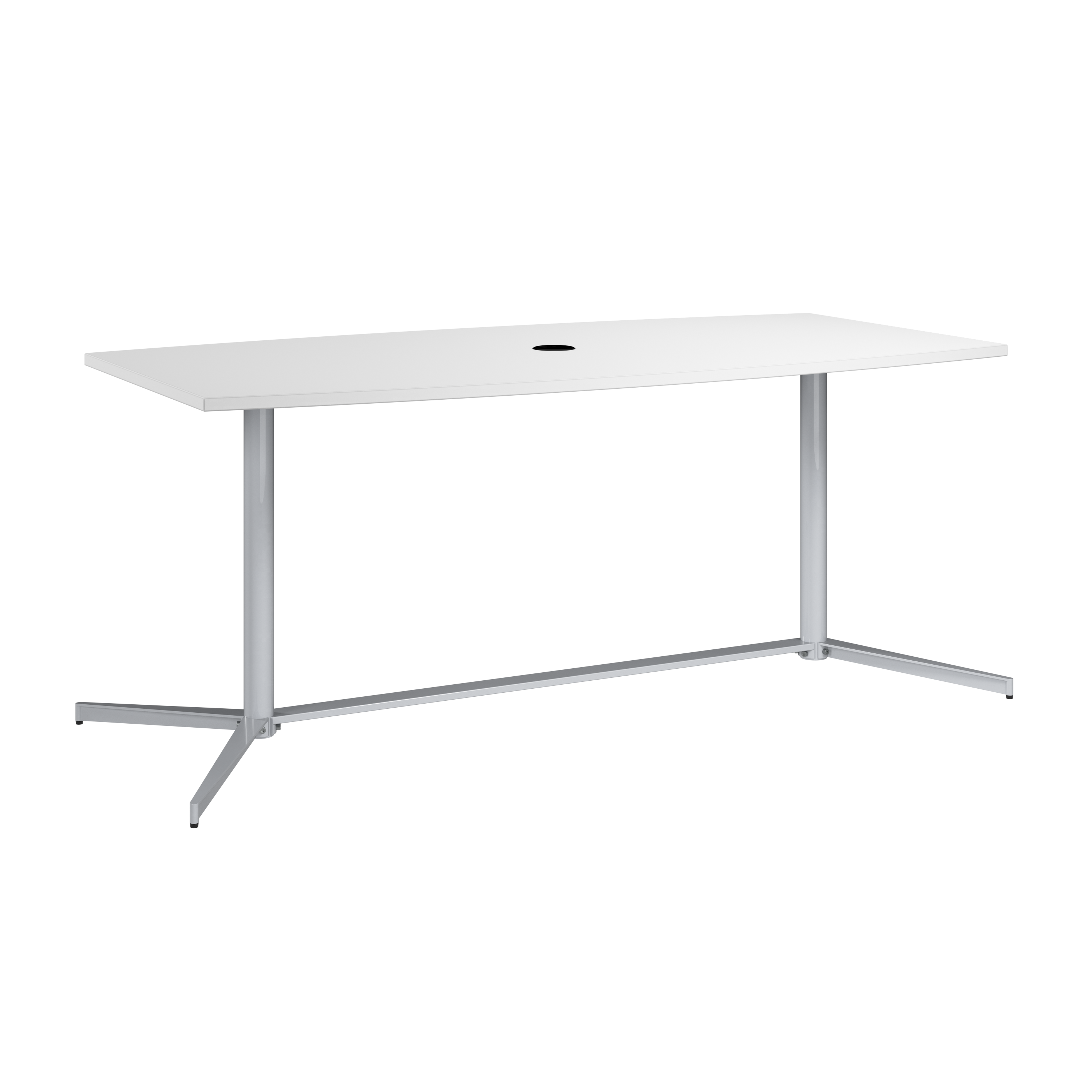Shop 72-inch Office Conference Table with Metal Base 99TBM72WHSVK 1 #color_white/cool gray metallic