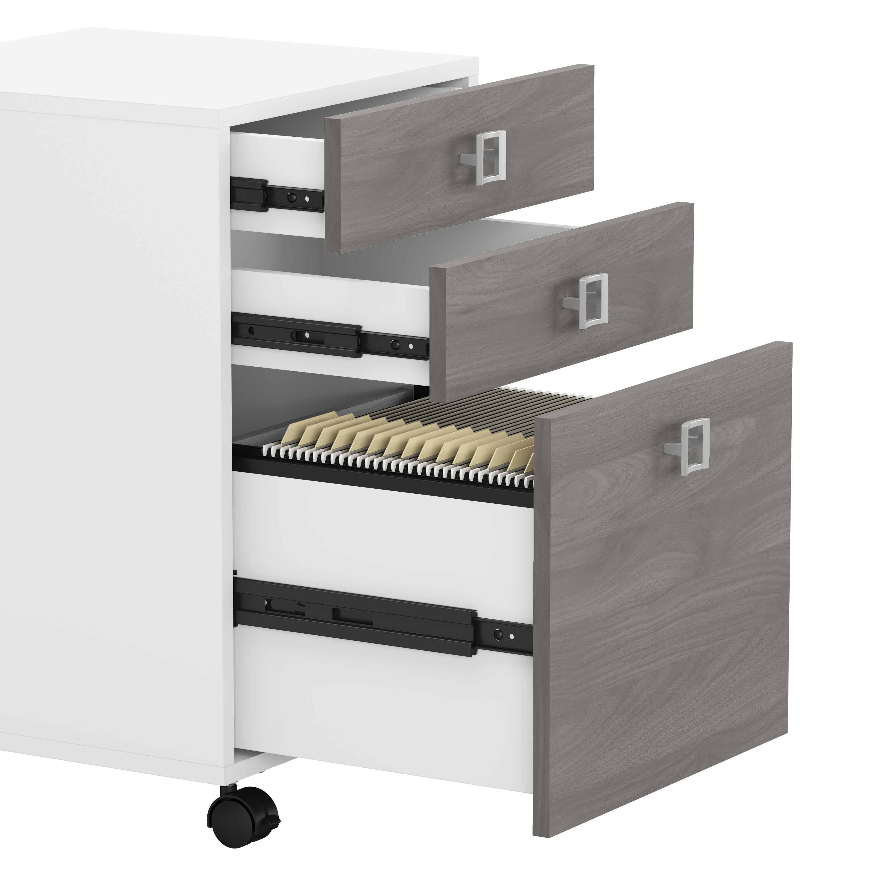 Shop Bush Business Furniture Echo 72W Computer Desk with Hutch and 3 Drawer Mobile File Cabinet 07 ECH048WHMG #color_pure white/modern gray