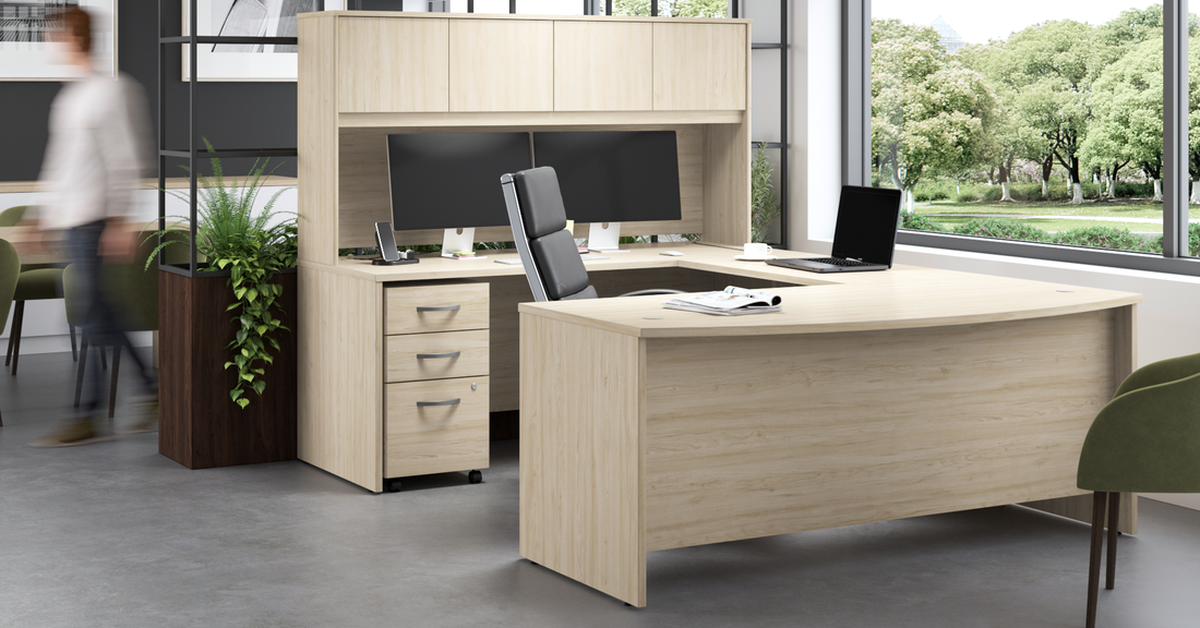 How To Style a Home Office Around a U-Shaped Desk