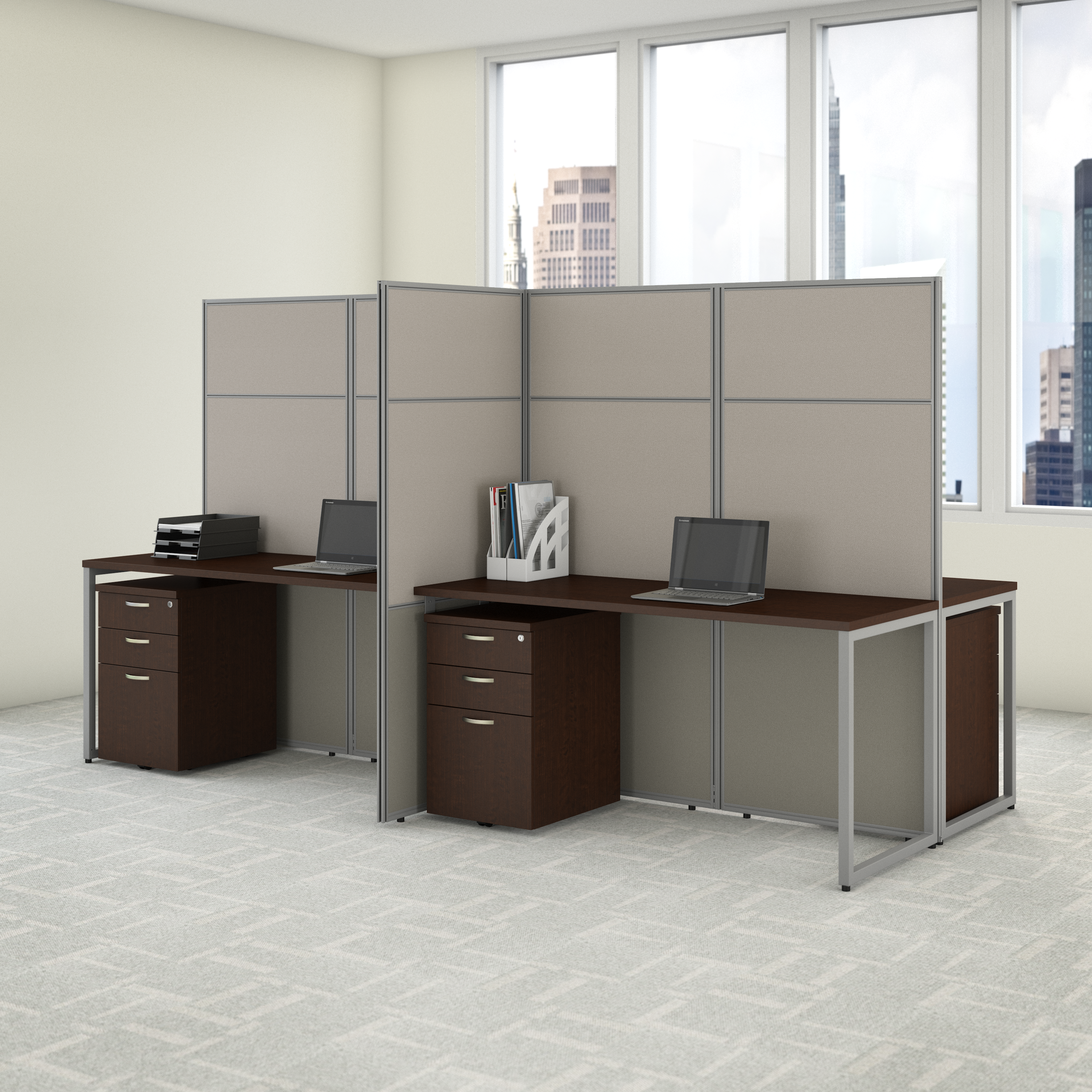 Shop Bush Business Furniture Easy Office 60W Cubicle Desk Workstation with 66H Closed Panels 05 EODH260MR-03K #color_mocha cherry