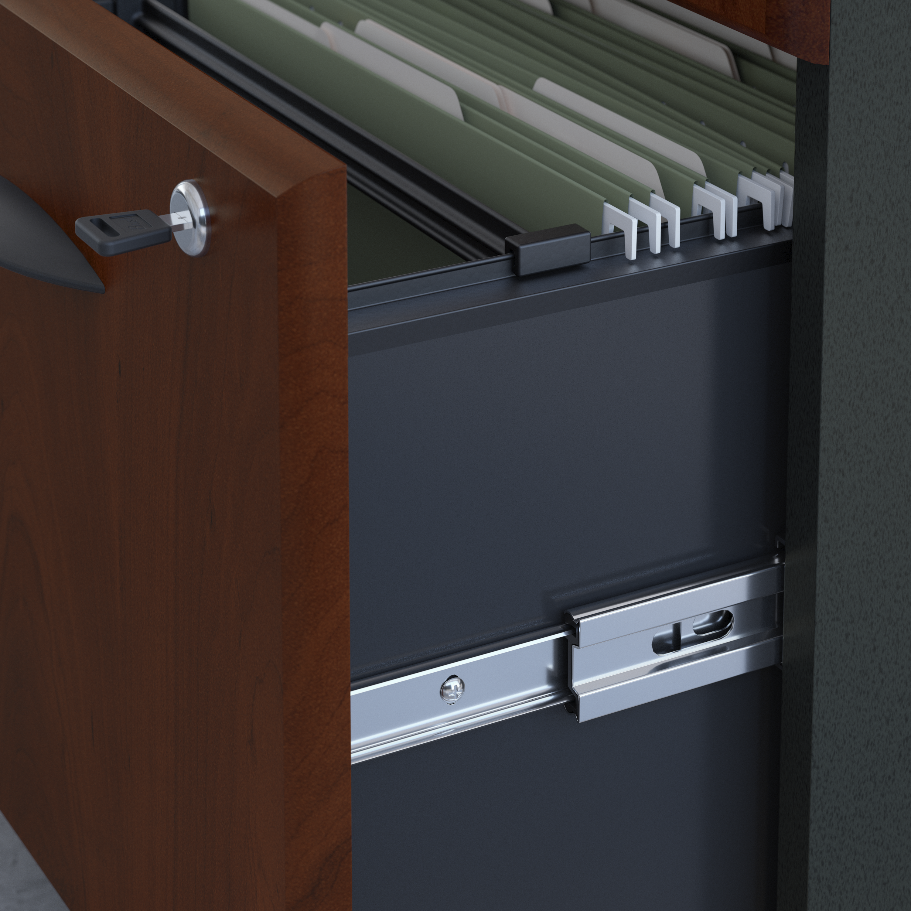 Shop Bush Business Furniture Series A 48W Desk with Mobile File Cabinet 07 SRA025HCSU #color_hansen cherry/galaxy