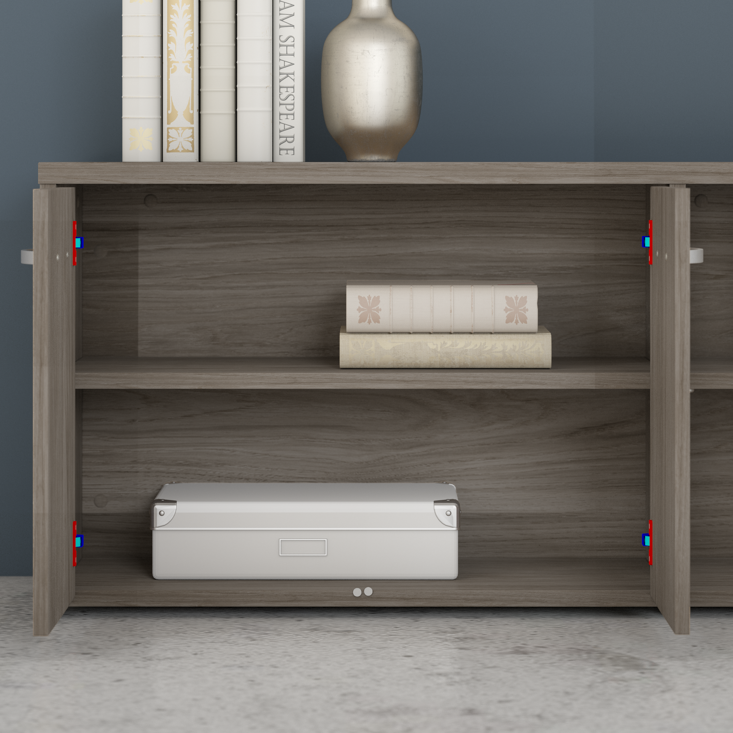 Shop Bush Business Furniture Hybrid Low Storage Cabinet with Doors and Shelves 07 HYS160MH-Z #color_modern hickory