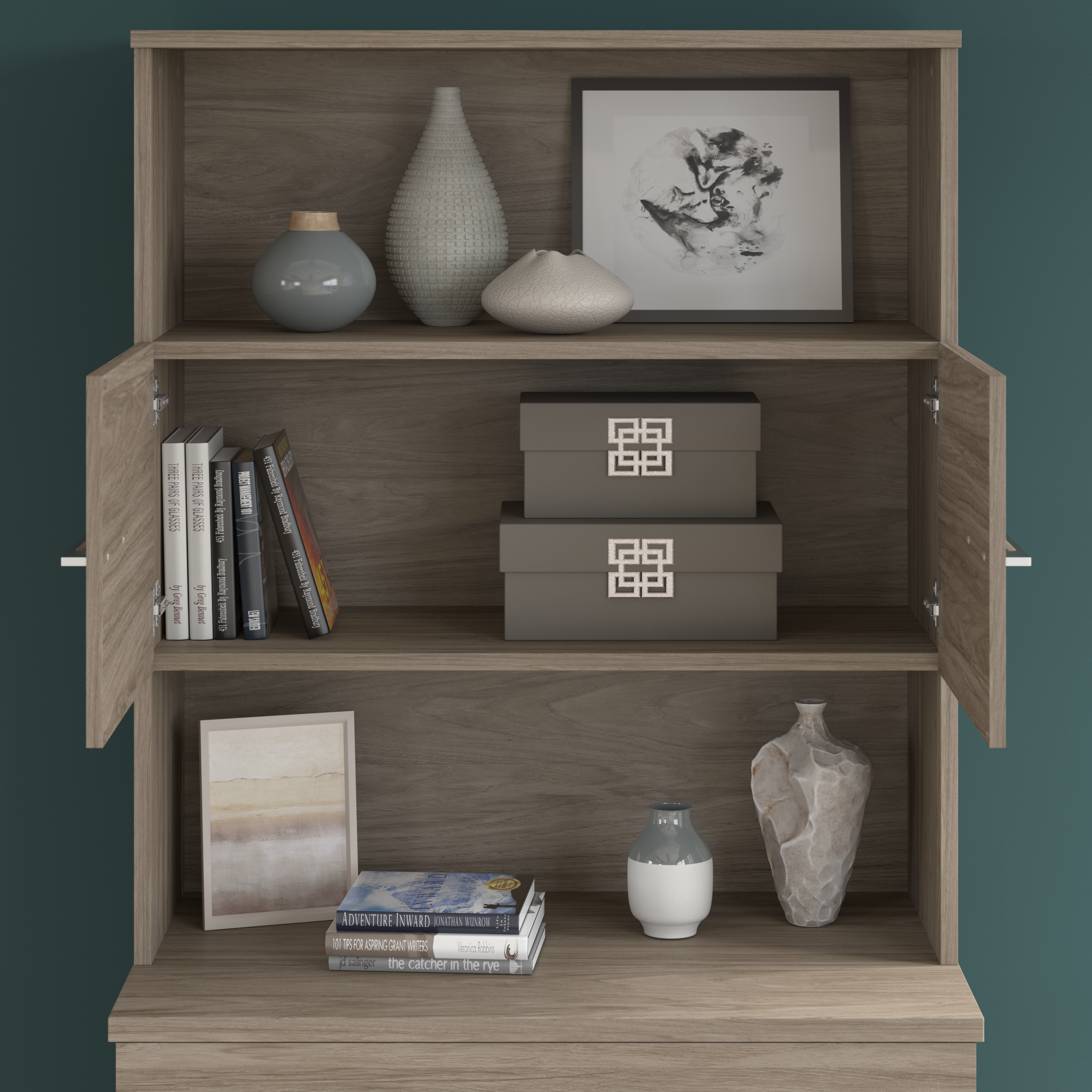 Shop Bush Business Furniture Office 500 36W Tall Storage Cabinet with Doors and Shelves 07 OF5008MHSU #color_modern hickory