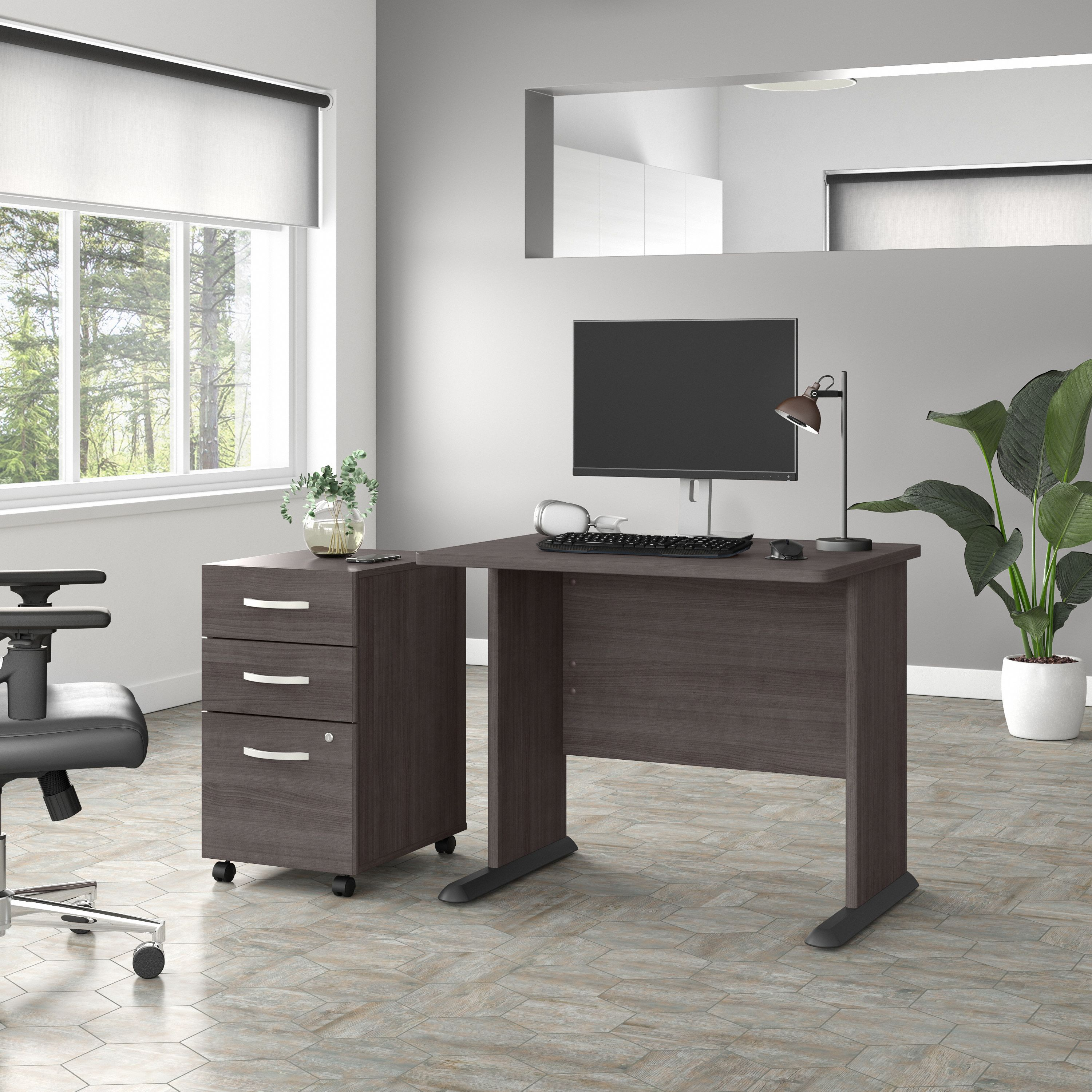 Shop Bush Business Furniture Studio A 36W Small Computer Desk with 3 Drawer Mobile File Cabinet 01 STA005SGSU #color_storm gray