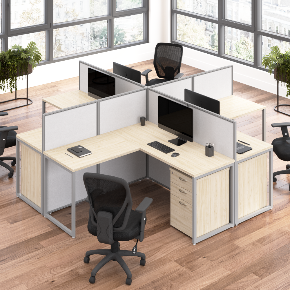 Shop Bush Business Furniture Easy Office 60-inch 2 Person L Shaped Cubicle Desk with Low Panels