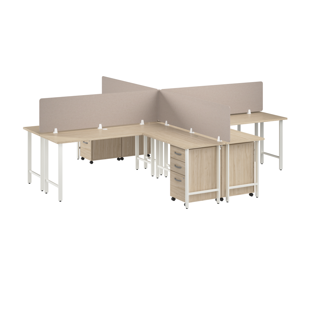 Shop Bush Business Furniture Hustle 4 Person L Shaped Desk with Mobile File Cabinets