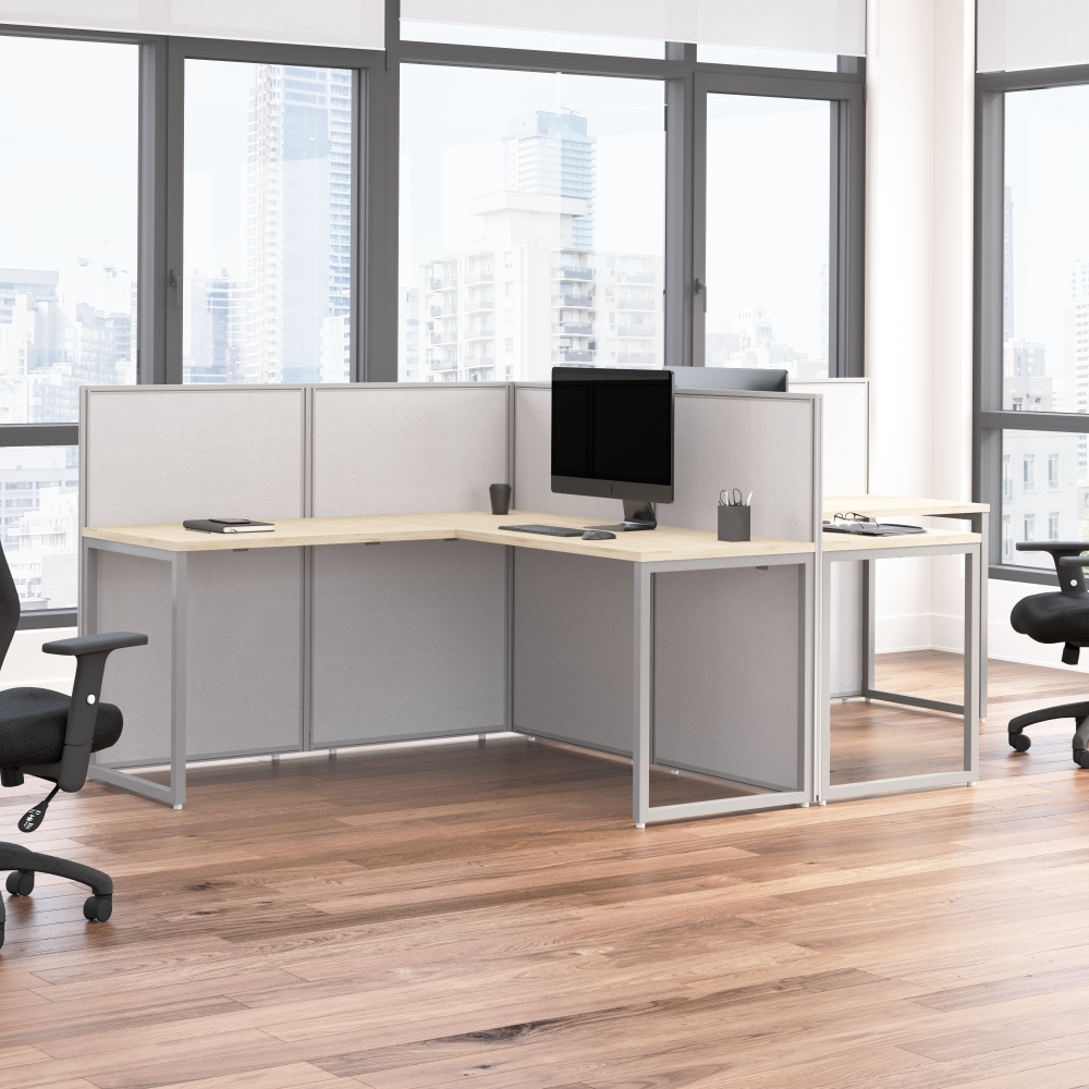 Shop Bush Business Furniture Easy Office 60-inch 2 Person L Shaped Cubicle Desk with Low Panels