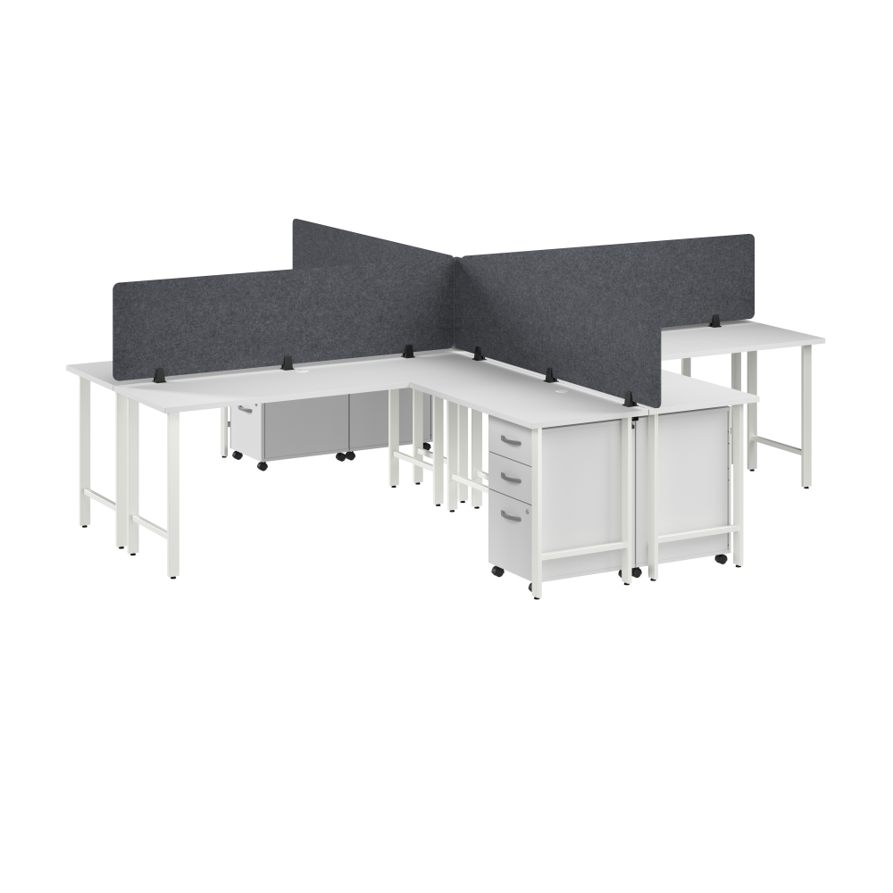 Shop Bush Business Furniture Hustle 4 Person L Shaped Desk with Mobile File Cabinets