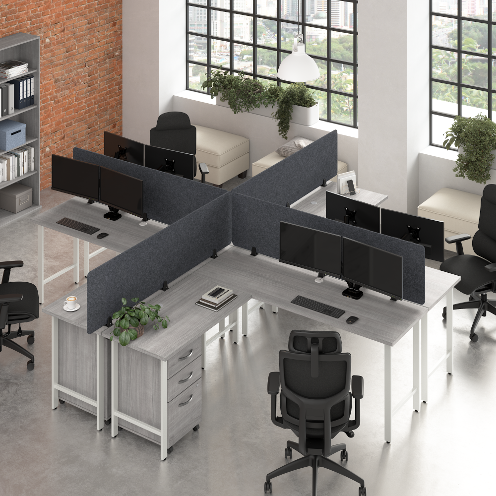 Shop Bush Business Furniture Hustle 4 Person L Shaped Desk with Mobile File Cabinets