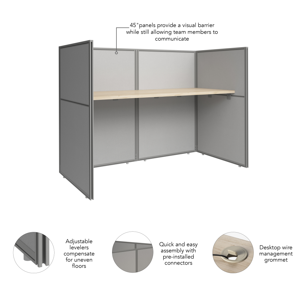 Shop Bush Business Furniture Easy Office 60-inch Cubicle Desk with Low Panels, Image 06, EOD260NE-03K, #color_natural elm/silver gray