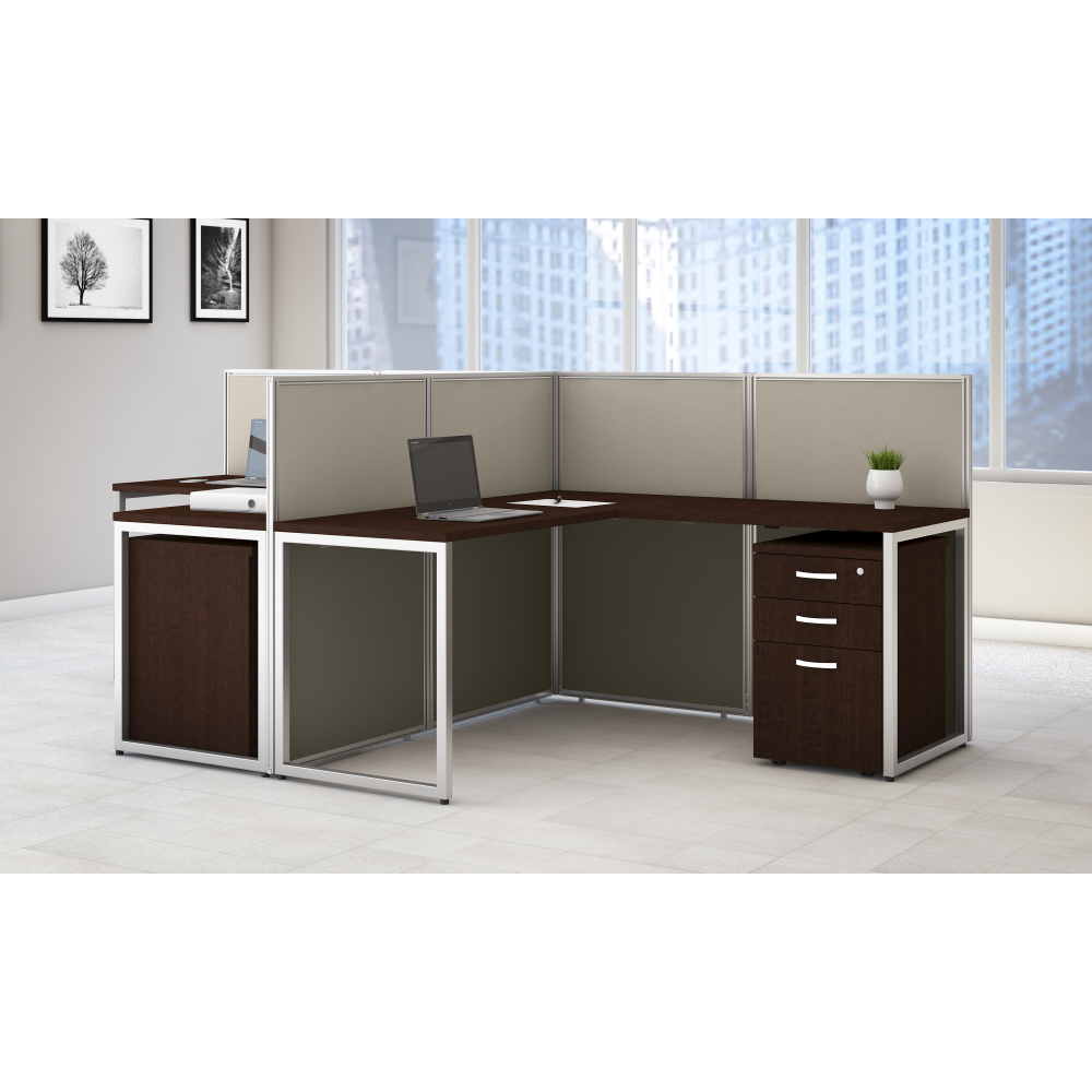 Shop Bush Business Furniture Easy Office 60W Cubicle Desk Workstation with 45H Closed Panels, Image 03, EOD260MR-03K, #color_mocha cherry