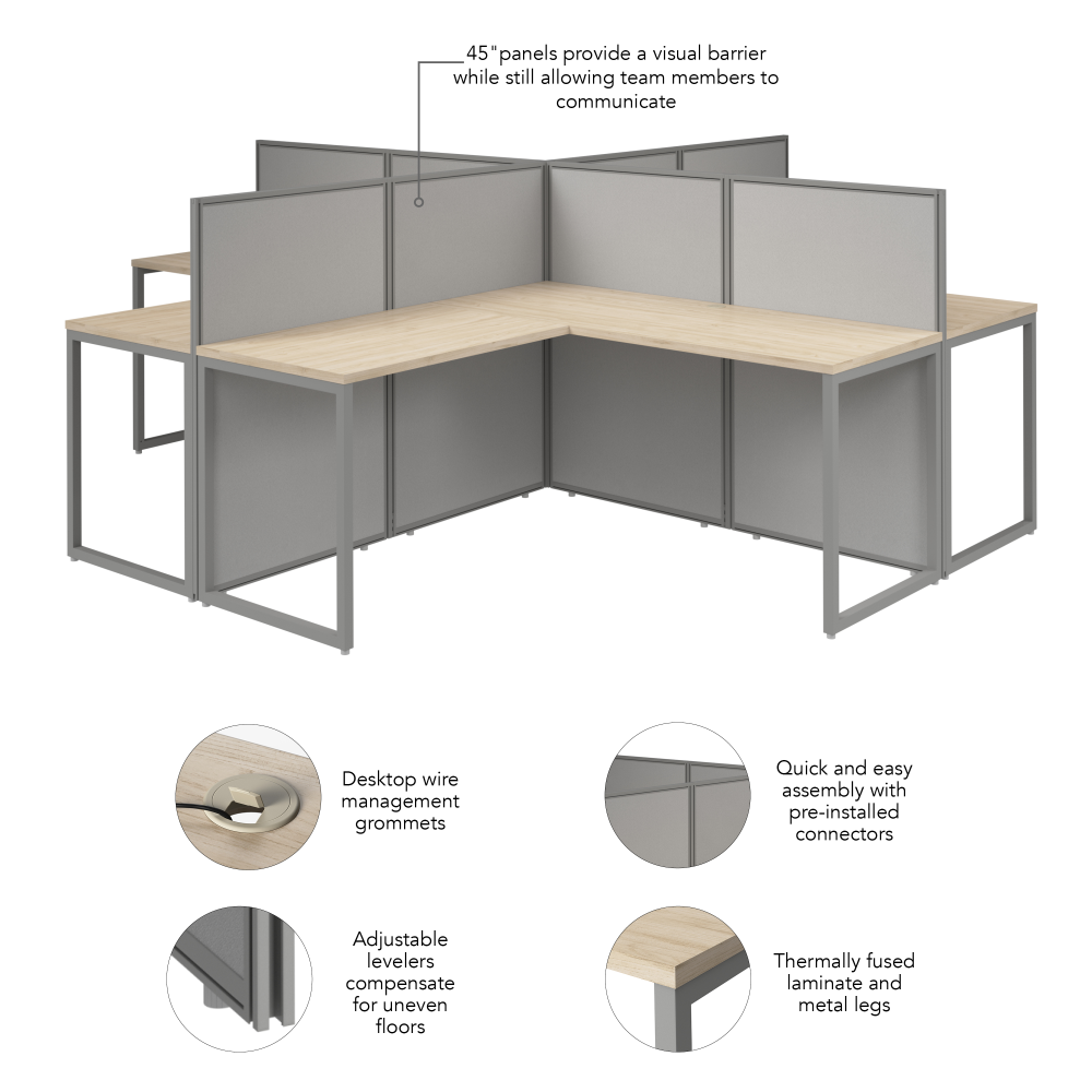 Bush Business Furniture Easy Office 60W L Shaped Cubicle Desk With File Cabinet And 66h Panels