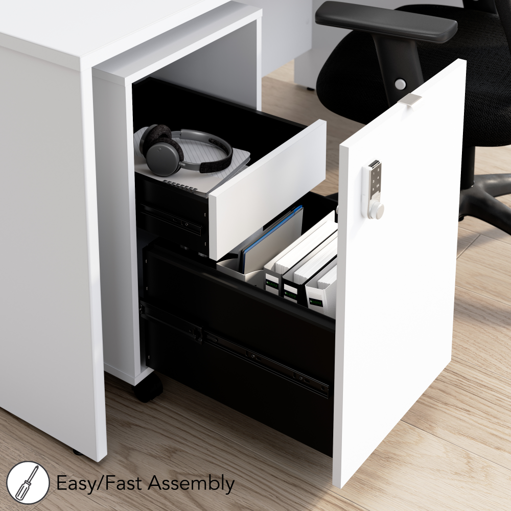 Shop Bush Business Furniture Assure Mobile File Cabinet with Drawers and Keypad Lock, Image 05, AUS216WHSU, #color_white