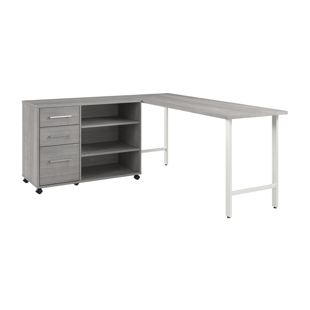 Shop Bush Business Furniture Hustle 72W x 24D Computer Desk and Storage Cabinet with Drawers and Shelves, Image 01, HUS008PG, #color_platinum gray