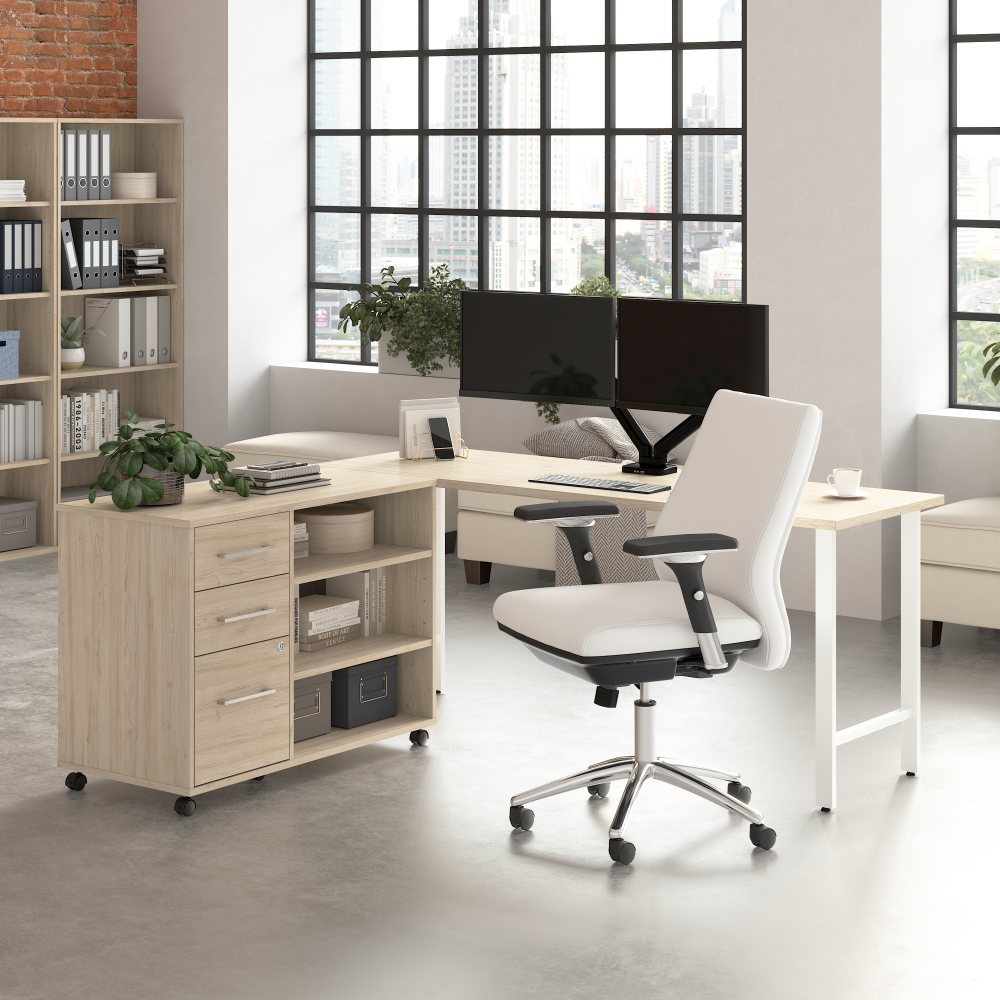 Shop Bush Business Furniture Hustle 72W x 24D Computer Desk and Storage Cabinet with Drawers and Shelves, Image 02, HUS008NE, #color_natural elm