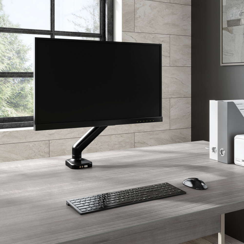 Shop Bush Business Furniture Adjustable Monitor Arm with USB Port, Image 02, AC99890-03, #color_black paint