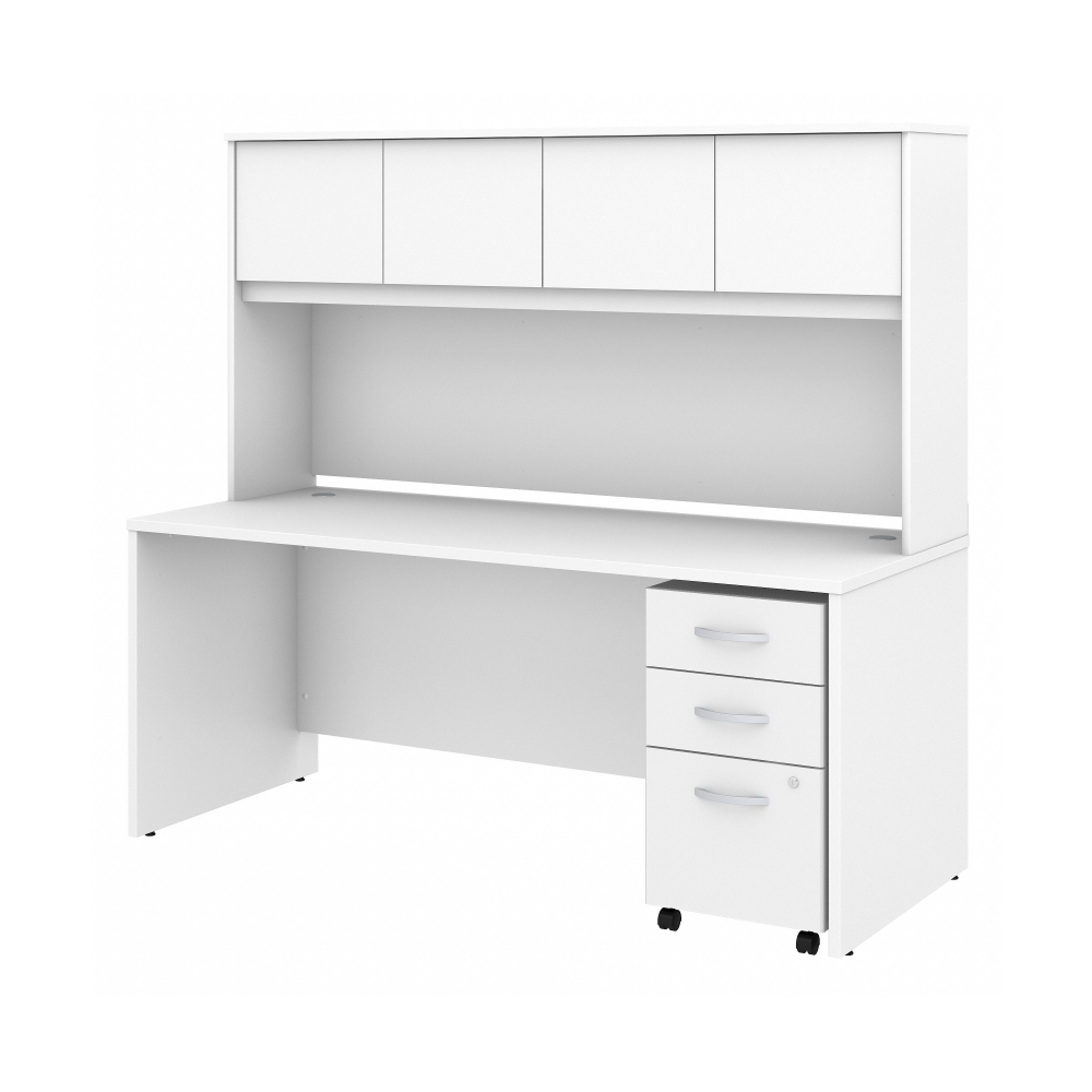 Shop Bush Business Furniture Studio C 72W x 30D Office Desk with Hutch and Mobile File Cabinet, Image 01, STC011WHSU, #color_white