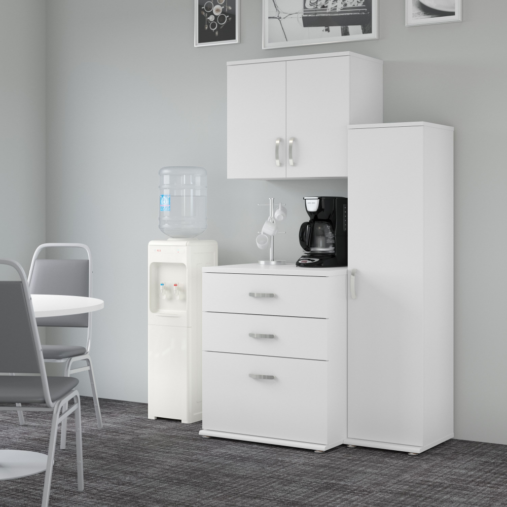 Shop Bush Business Furniture Universal 44W 3 Piece Modular Storage Set with Floor and Wall Cabinets, Image 02, UNS005WH, #color_white
