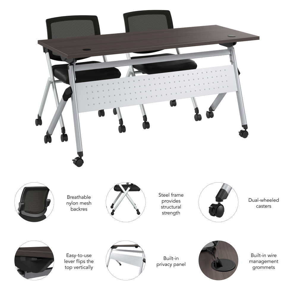 Shop Bush Business Furniture Envision 60W Folding Training Table and 2 Folding Chairs, Image 06, NVS003SG, #color_storm gray/cool gray metallic