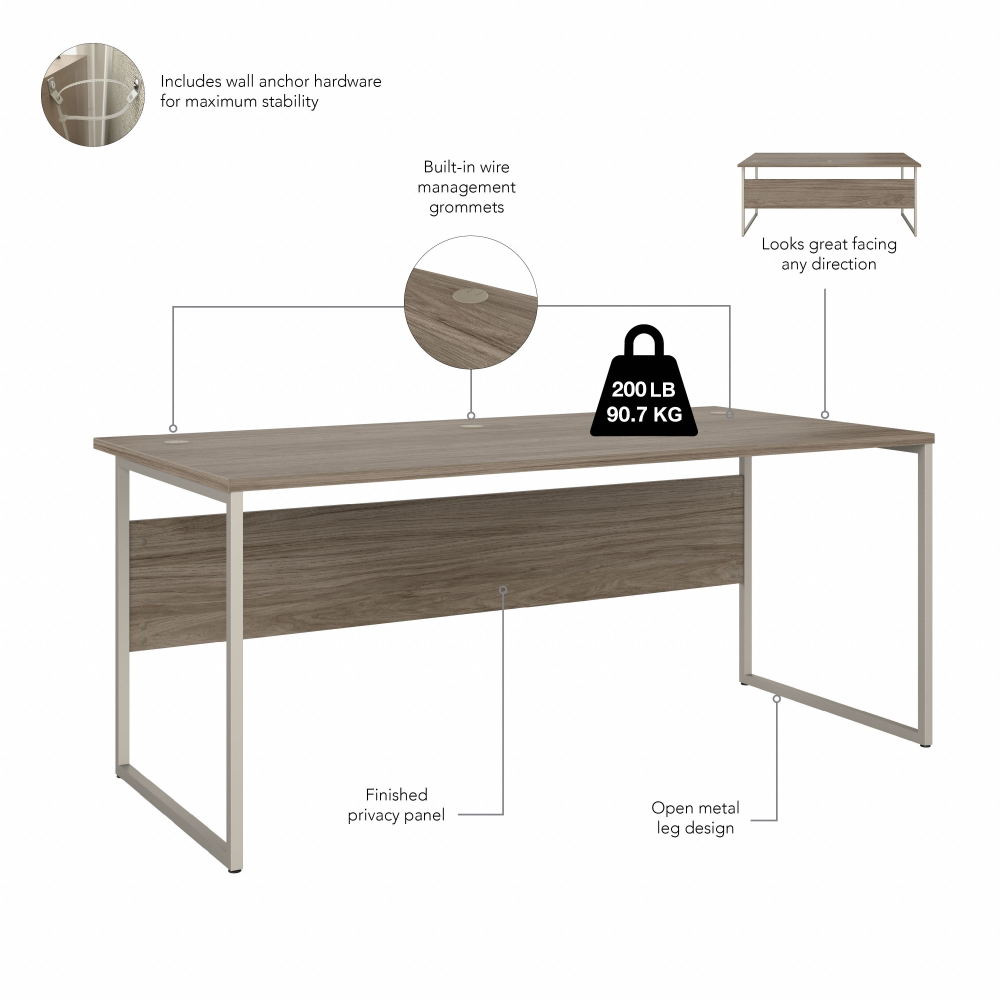 Shop Bush Business Furniture Hybrid 72W x 36D Computer Table Desk with Metal Legs, Image 07, HYD172MH, #color_modern hickory