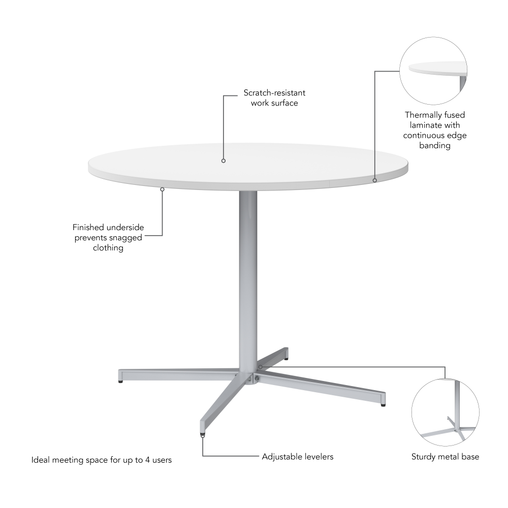 Shop Bush Business Furniture 42-inch Round Conference Table with Metal Base, Image 05, 99XTB42RWH, #color_white/cool gray metallic