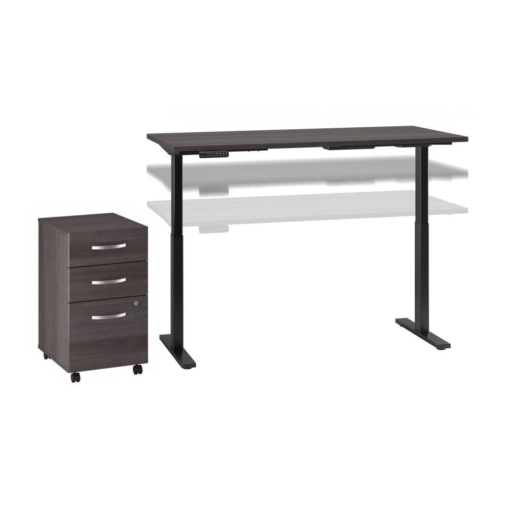 Shop Move 60 Series by Bush Business Furniture 60W x 30D Height Adjustable Standing Desk with Storage, Image 01, M6S005SGSU, #color_storm gray/black powder coat