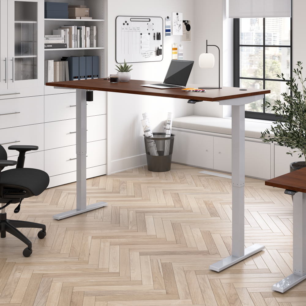 Shop Bush Business Furniture Move 40 Series 72W x 30D Electric Height Adjustable Standing Desk, Image 02, M4S7230HCSK, #color_hansen cherry/cool gray metallic