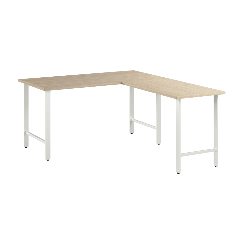 Shop Bush Business Furniture Hustle 60W x 30D L Shaped Computer Desk with Metal Legs, Image 01, HUS003NE, #color_natural elm