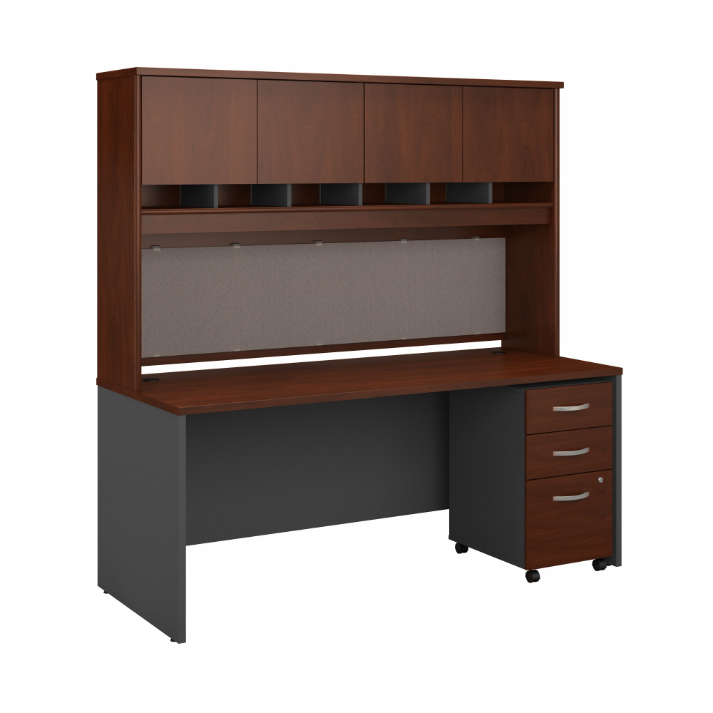 Shop Bush Business Furniture Series C 72W x 30D Office Desk with Hutch and Mobile File Cabinet, Image 01, SRC080HCSU, #color_hansen cherry/graphite gray