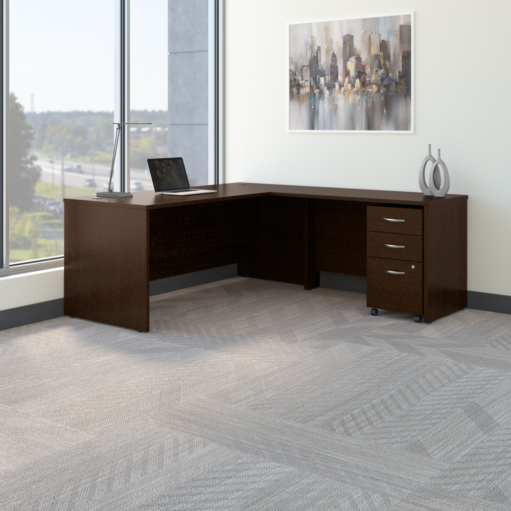 Shop Bush Business Furniture Series C 72W L Shaped Desk with 48W Return and Mobile File Cabinet, Image 02, SRC001MRSU, #color_mocha cherry