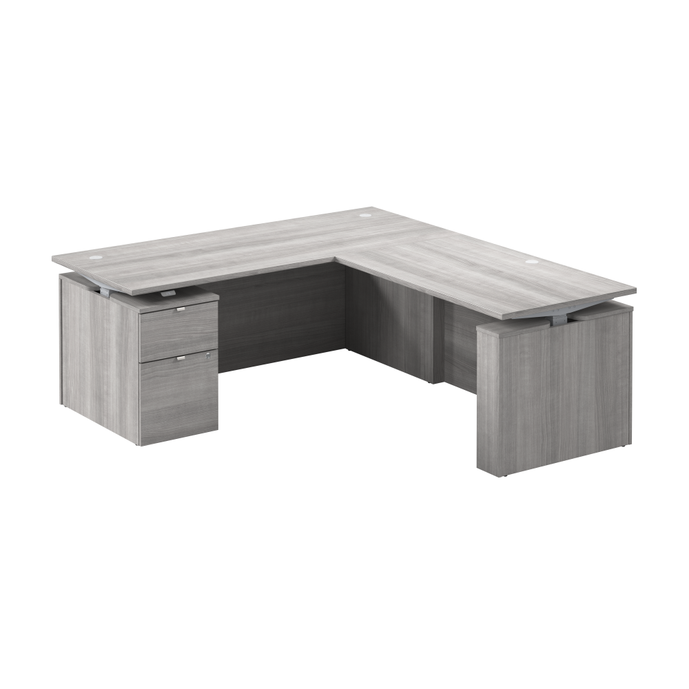 Shop Bush Business Furniture Stratus 72W x 78D Height Adjustable L Shaped Standing Desk with File Cabinet, Image 01, SUT016PG, #color_platinum gray