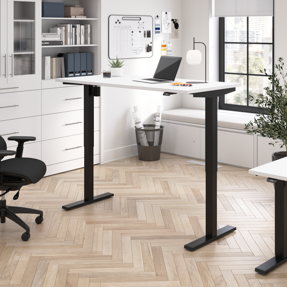Shop Bush Business Furniture Move 40 Series 60W x 30D Electric Height Adjustable Standing Desk, Image 02, M4S6030WHBK, #color_white/black powder coat