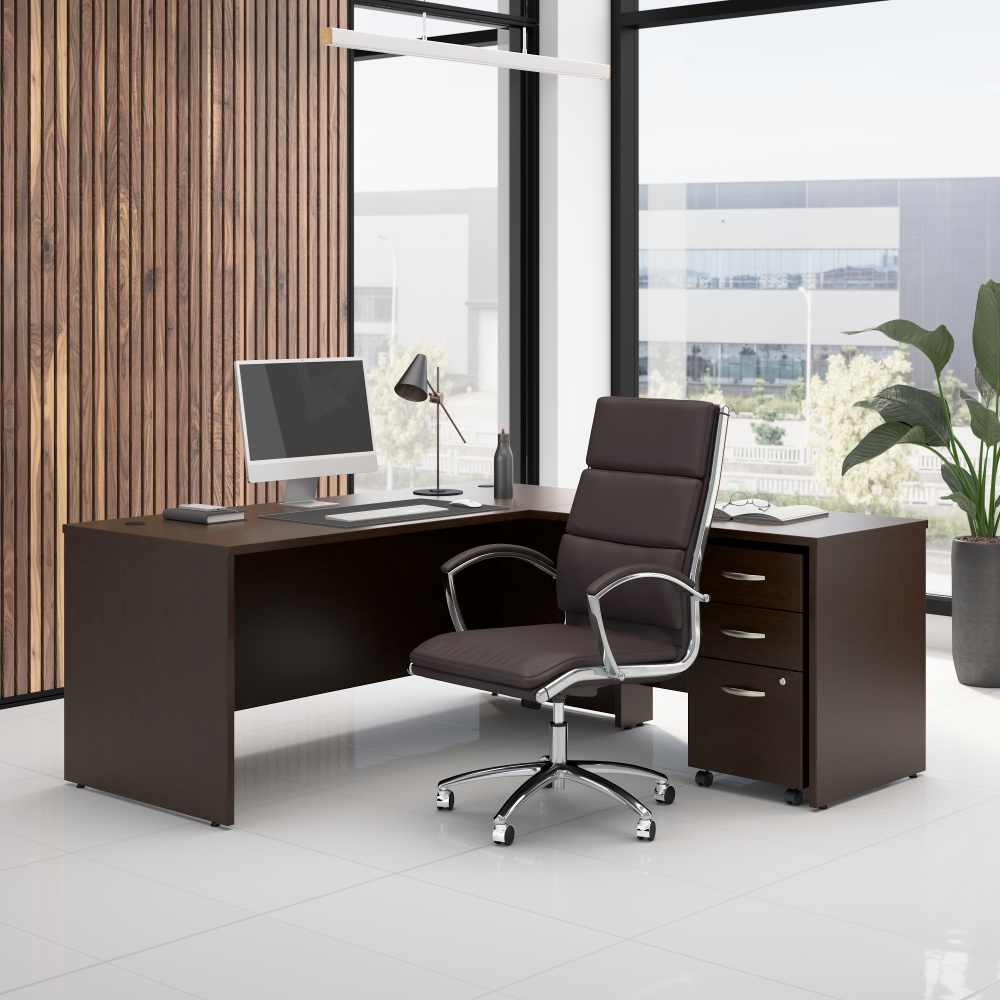 Shop Bush Business Furniture Series C 72W L Shaped Desk with 42W Return and Mobile File Cabinet, Image 02, SRC166MRSU, #color_mocha cherry